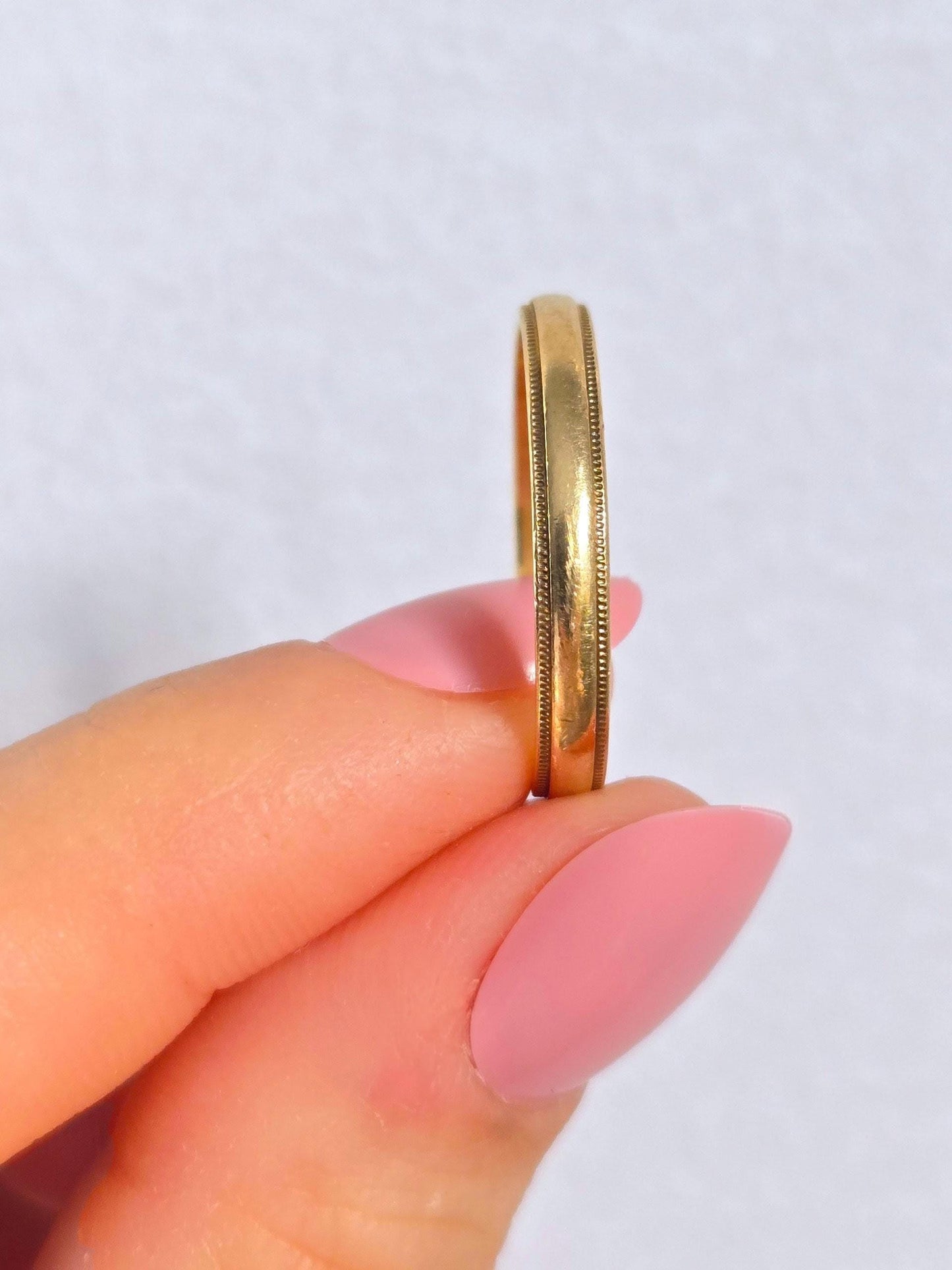 Vintage 10k Gold Milgrain Band Ring, Textured Edge - Size 9.75