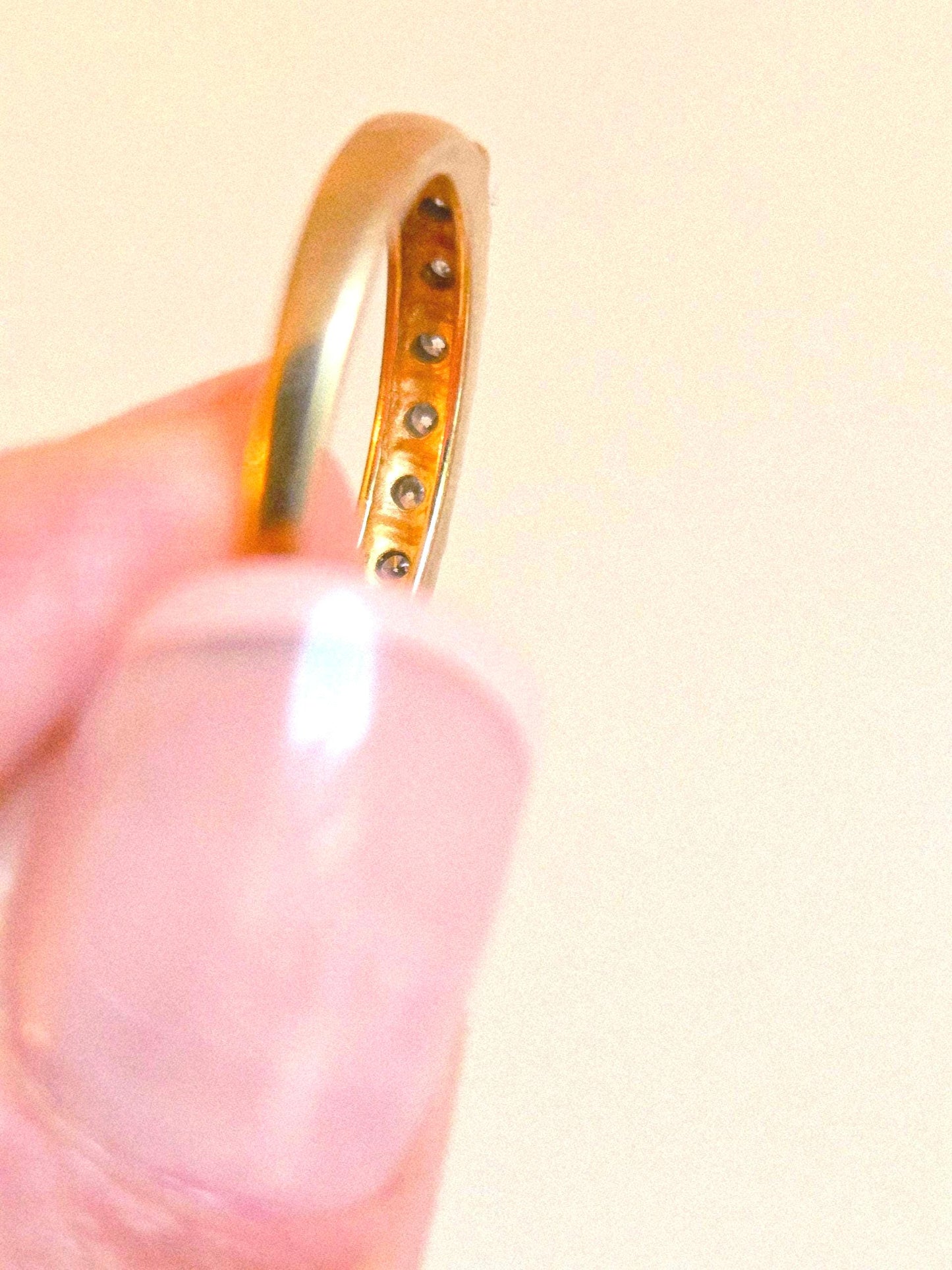 Vintage 14k Gold Diamond Half Eternity Band - Size 6.25, 0.10ctw