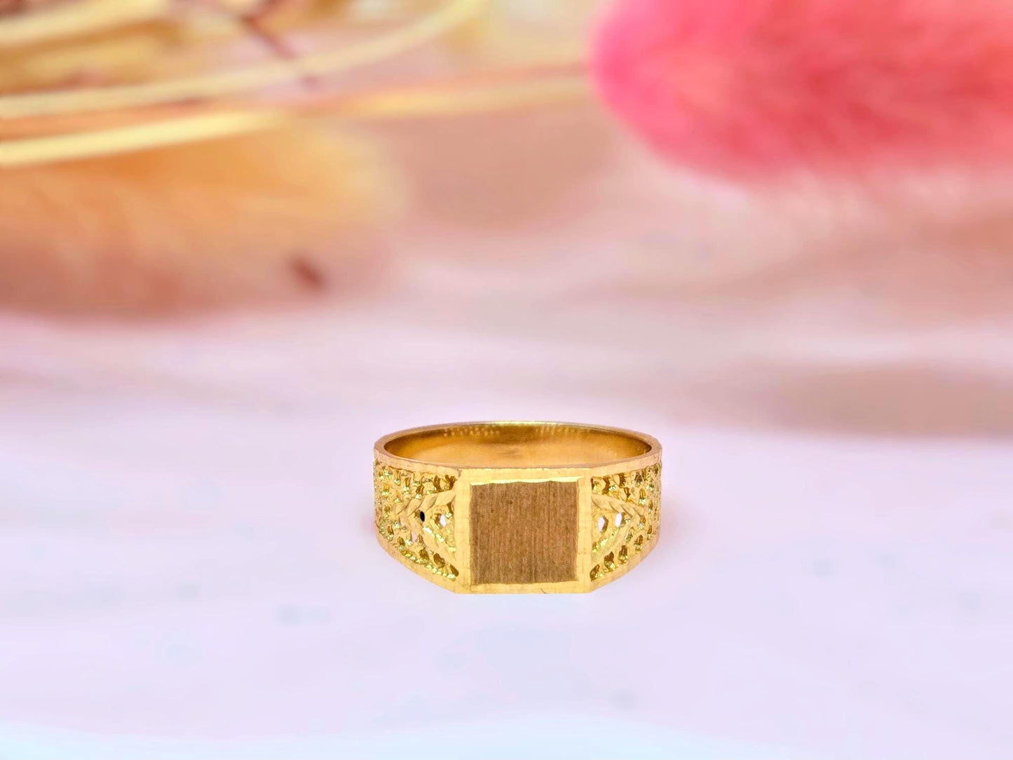 Vintage 10k Gold Square Signet Ring - Size 6, Engravable