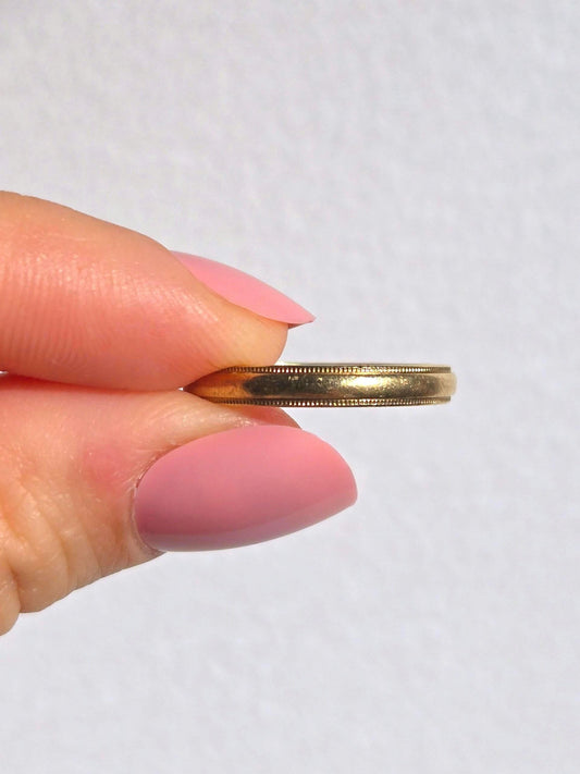 Vintage 10k Gold Milgrain Band Ring, Textured Edge - Size 9.75