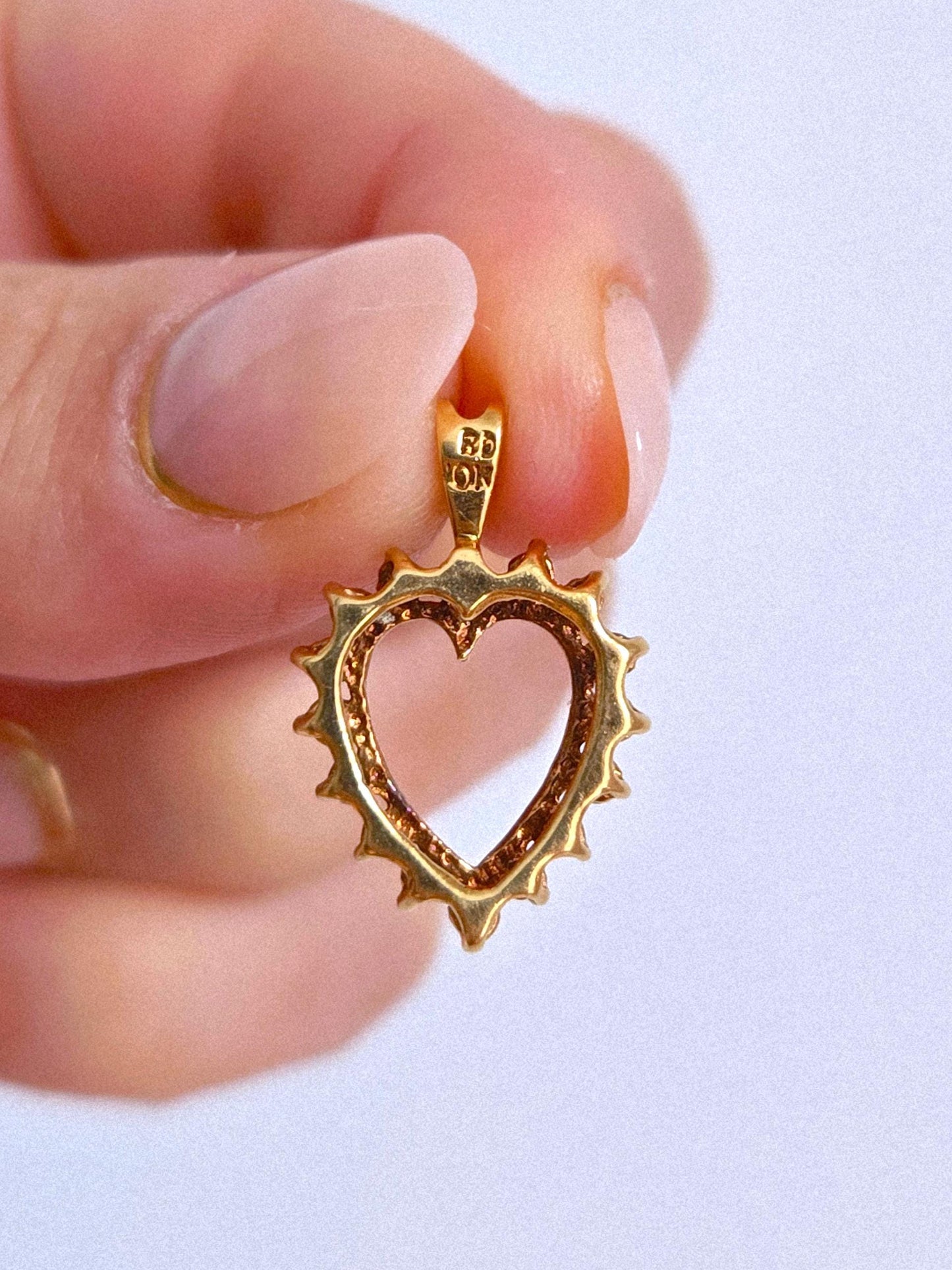Vintage 10k Gold Diamond Heart Pendant Charm