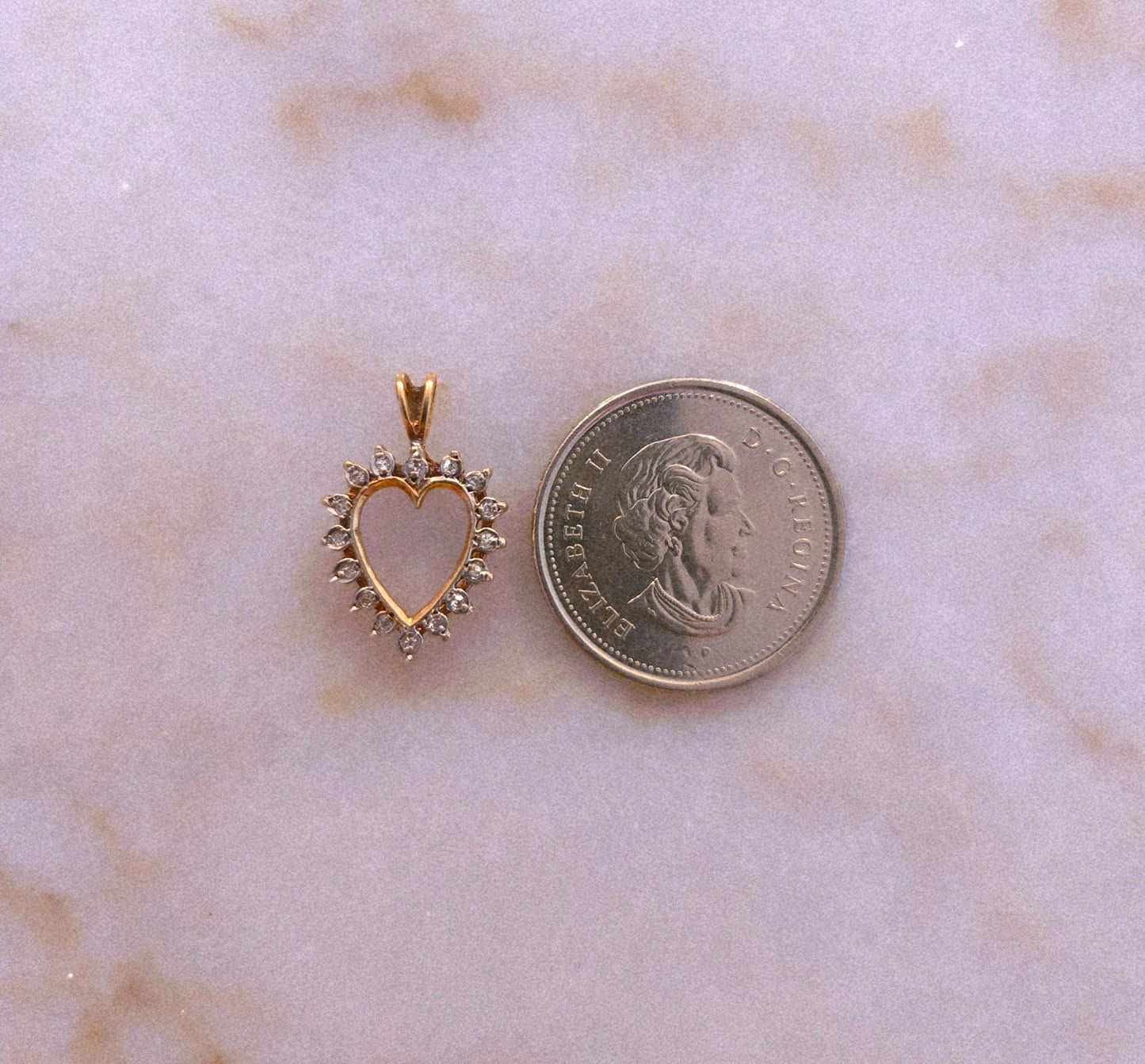 Vintage 10k Gold Diamond Heart Pendant Charm