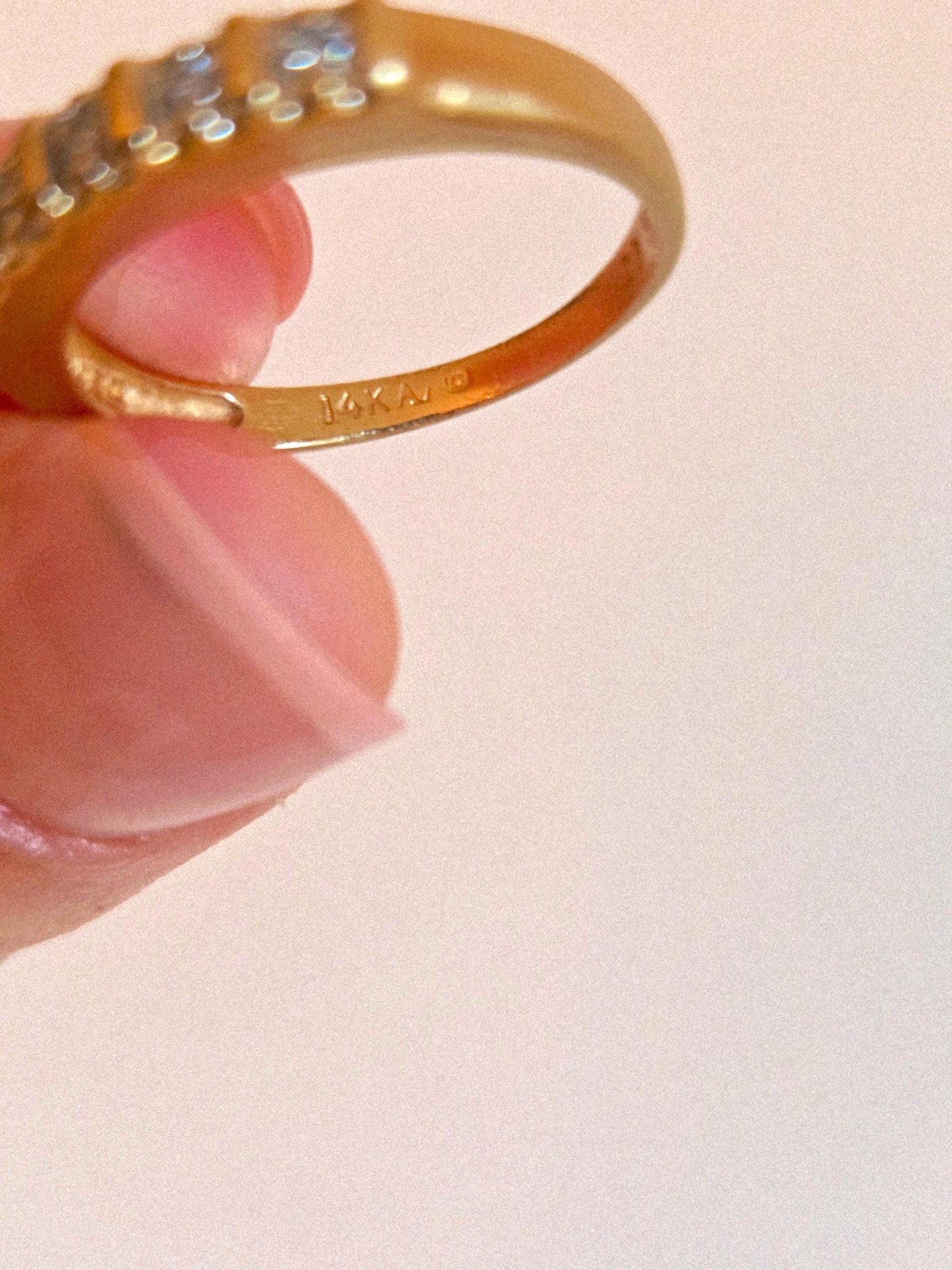 Vintage 14k Gold Diamond Half Eternity Band - Size 6.25, 0.10ctw