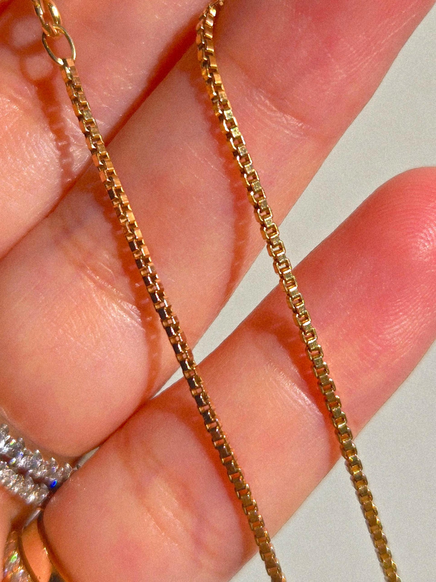 Vintage 9k/10k Gold Box Chain Necklace - 18" Chain