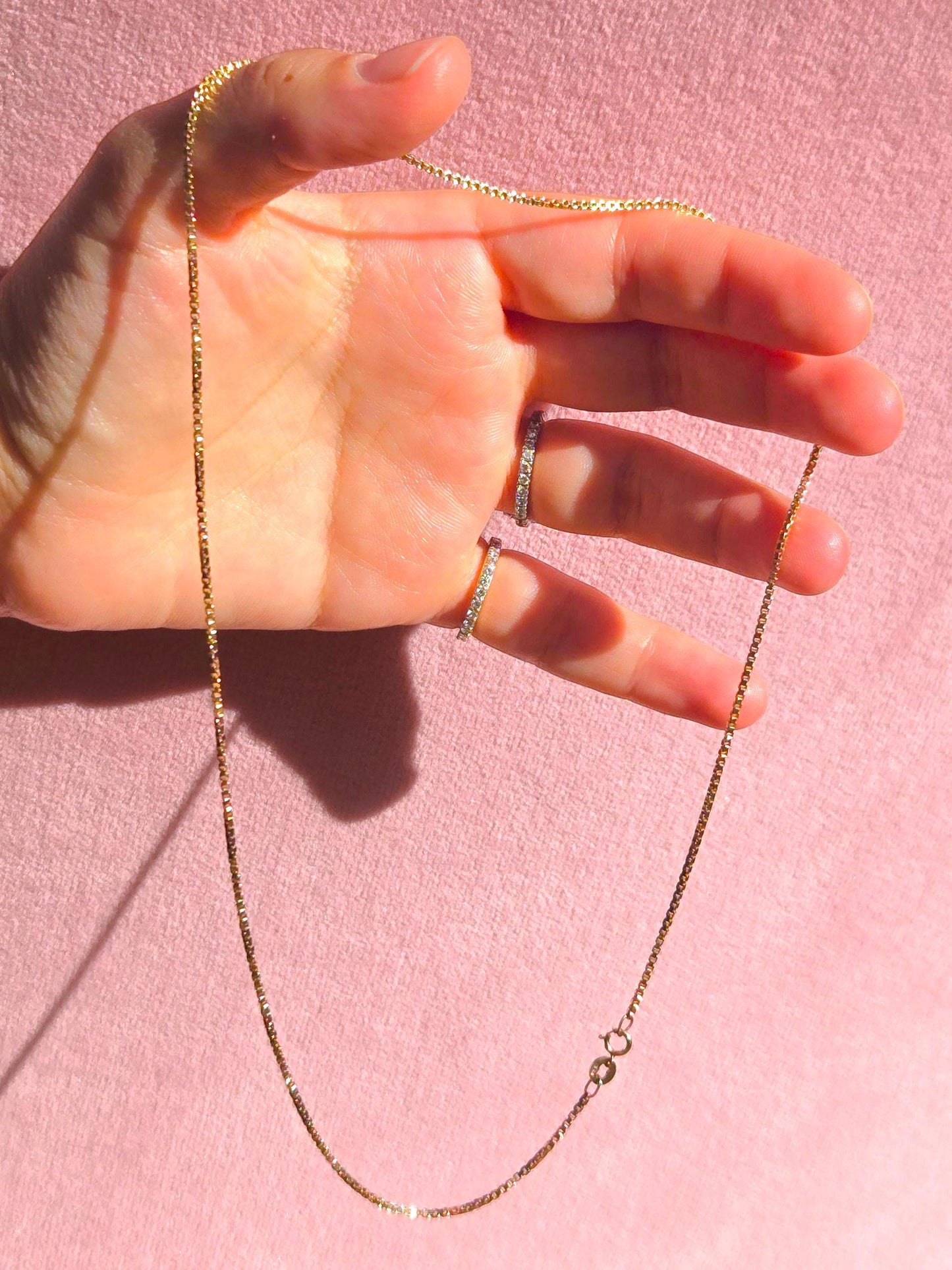 Vintage 9k/10k Gold Box Chain Necklace - 18" Chain