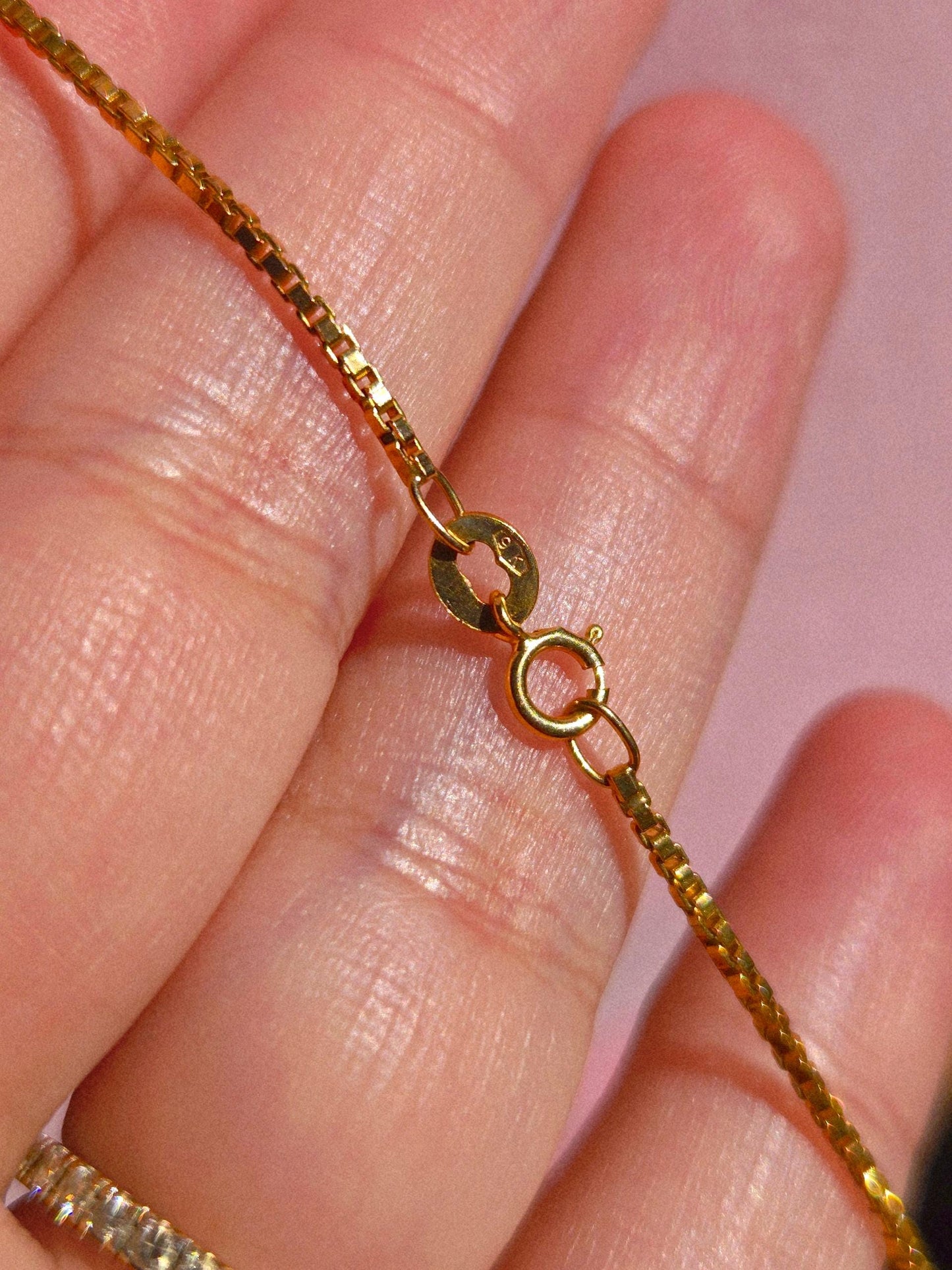 Vintage 9k/10k Gold Box Chain Necklace - 18" Chain