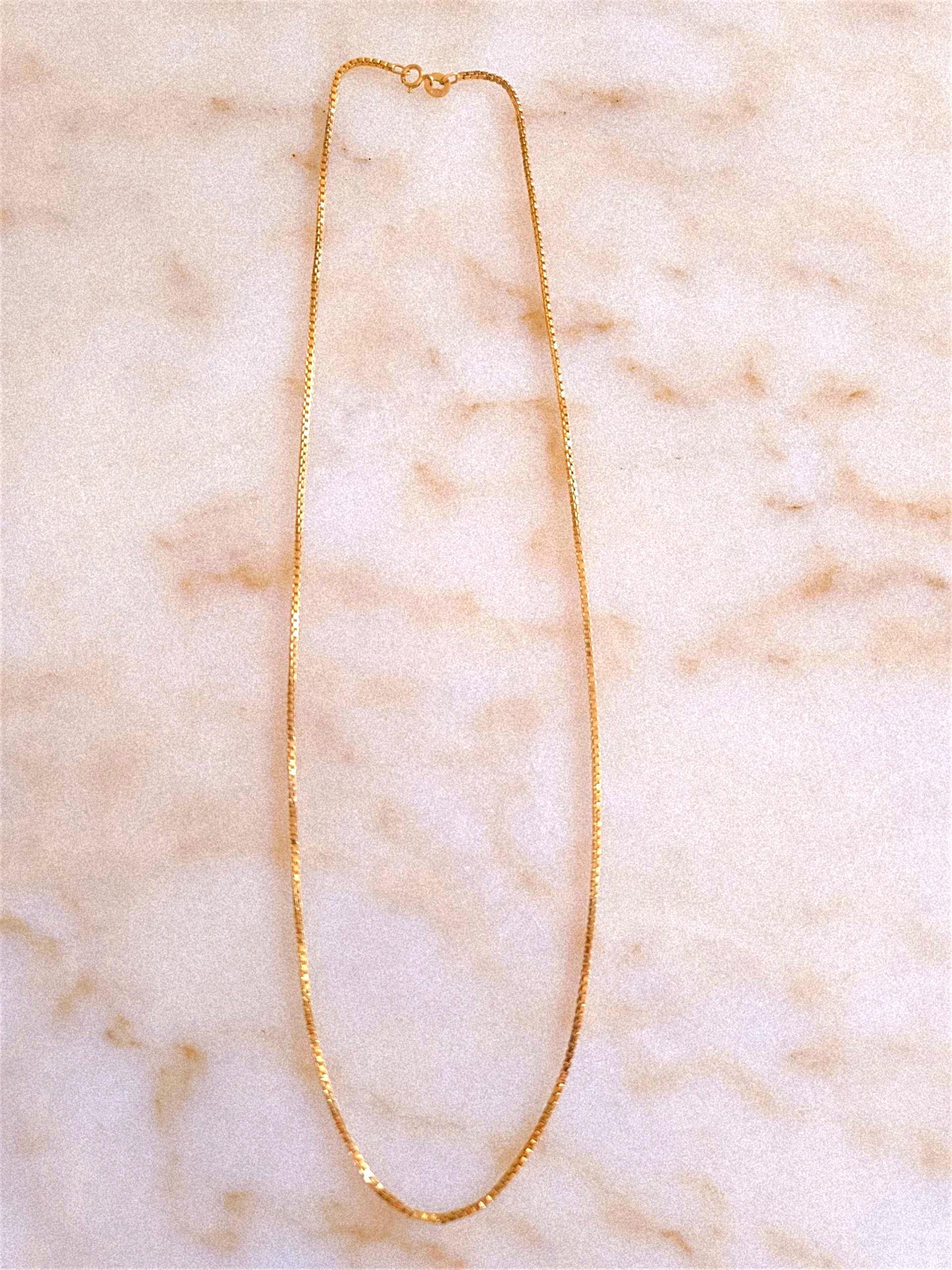 Vintage 9k/10k Gold Box Chain Necklace - 18" Chain