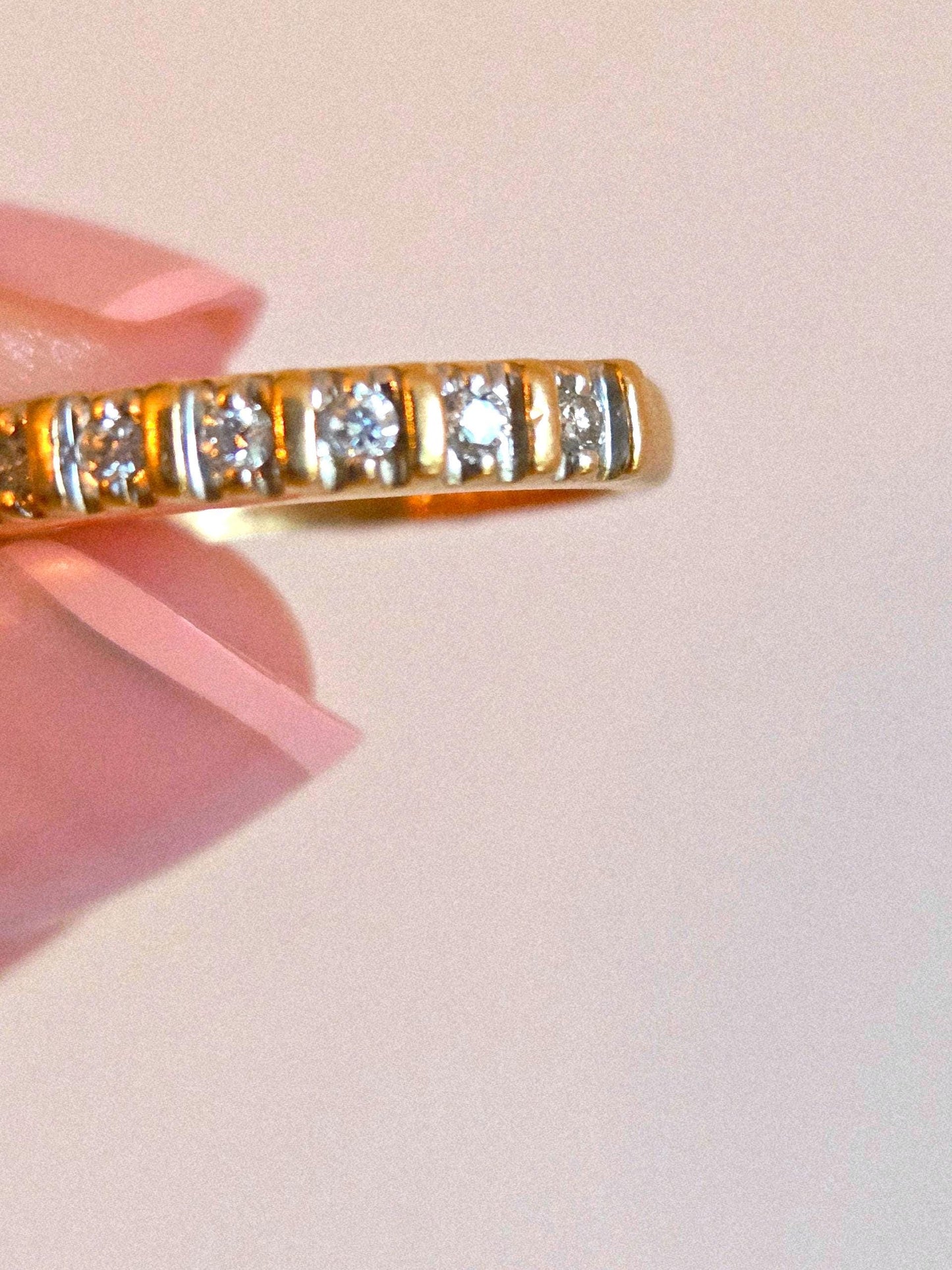 Vintage 14k Gold Diamond Half Eternity Band - Size 6.25, 0.10ctw