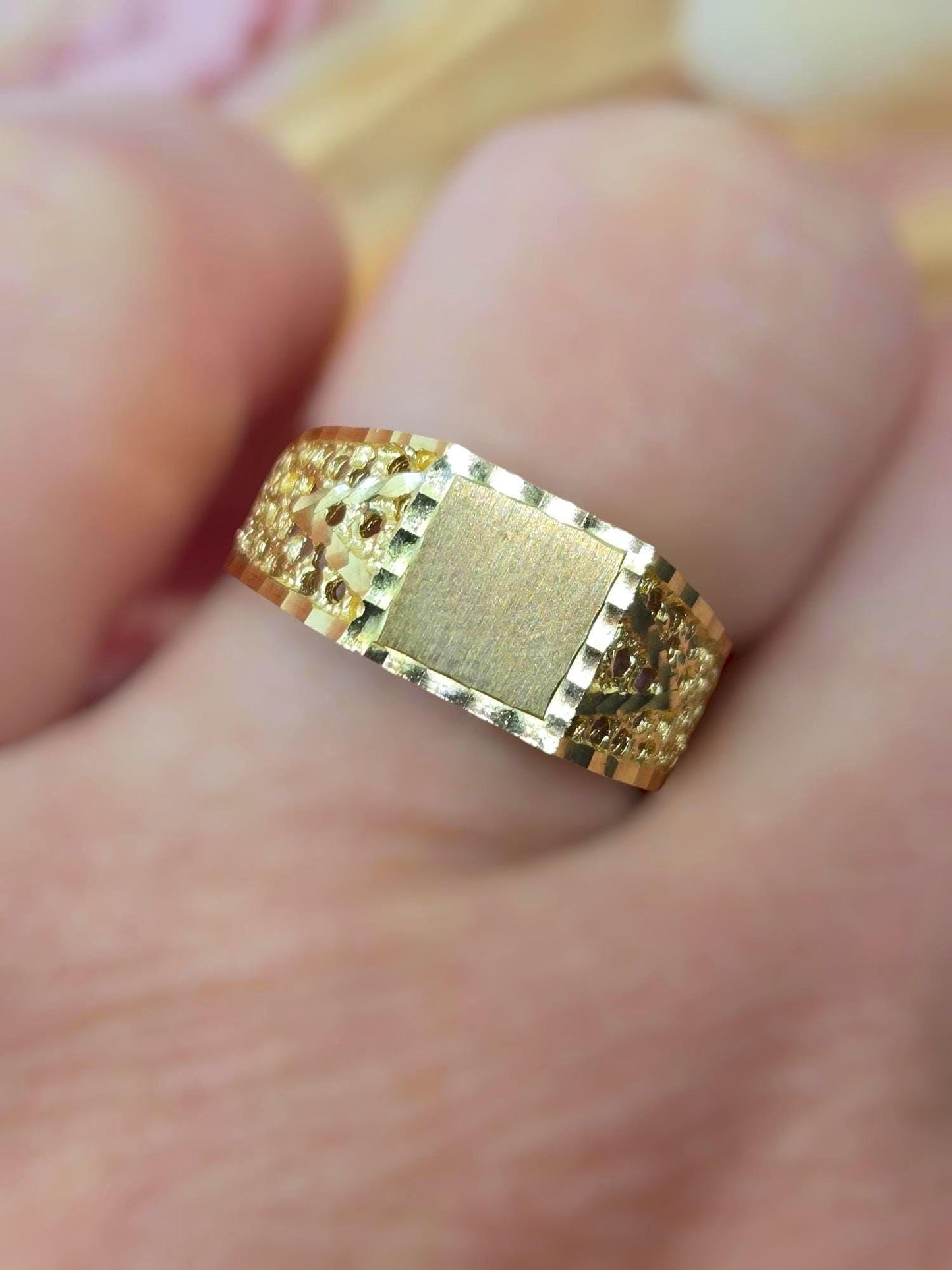 Vintage 10k Gold Square Signet Ring - Size 6, Engravable
