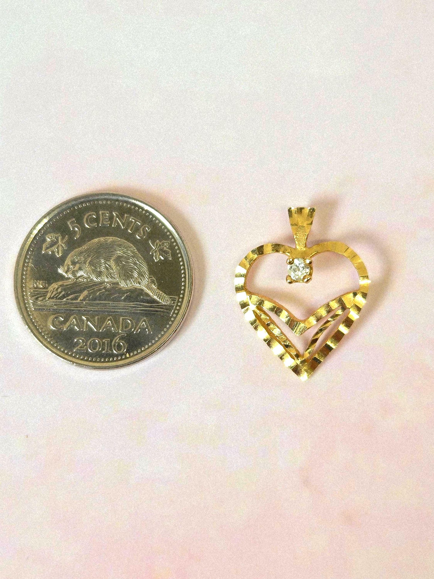 Vintage 10k Gold Open Heart Pendant Charm