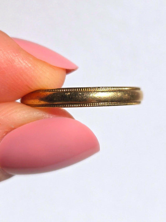 Vintage 10k Gold Milgrain Band Ring, Textured Edge - Size 9.75