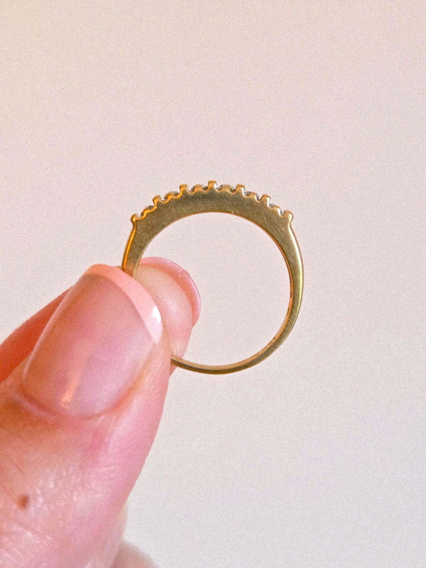 Vintage 14k Gold Diamond Half Eternity Band - Size 6.25, 0.10ctw