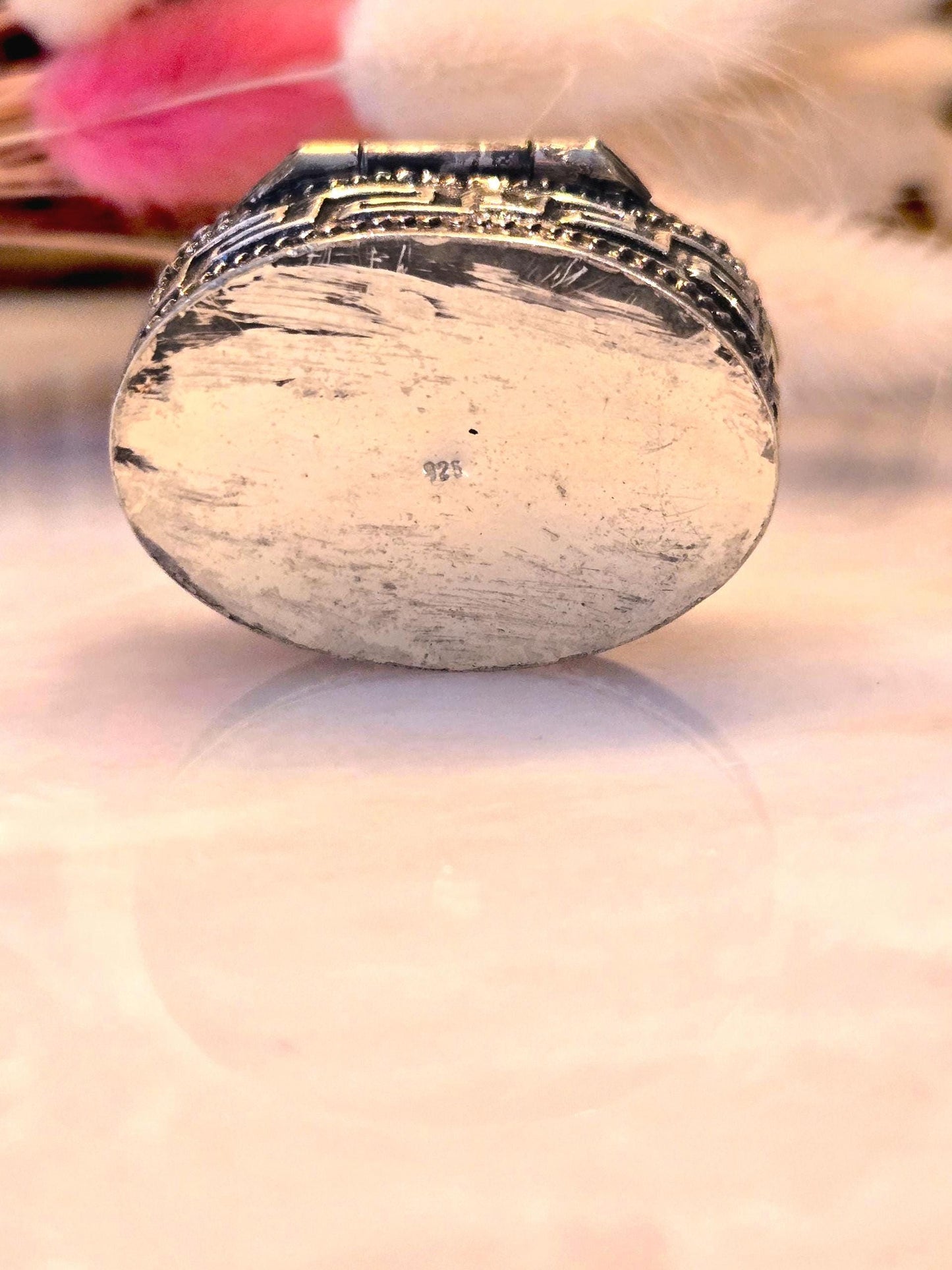 Vintage Greek Key Sterling Silver 925 Trinket Box - Keepsake Jewelry Box