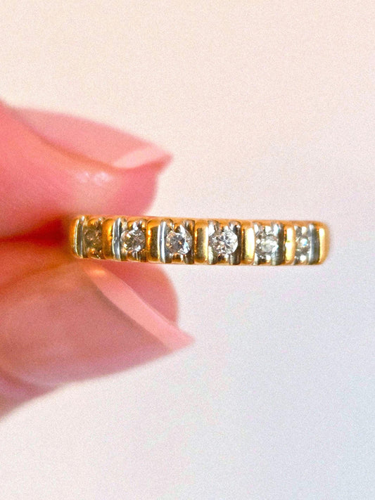 Vintage 14k Gold Diamond Half Eternity Band - Size 6.25, 0.10ctw