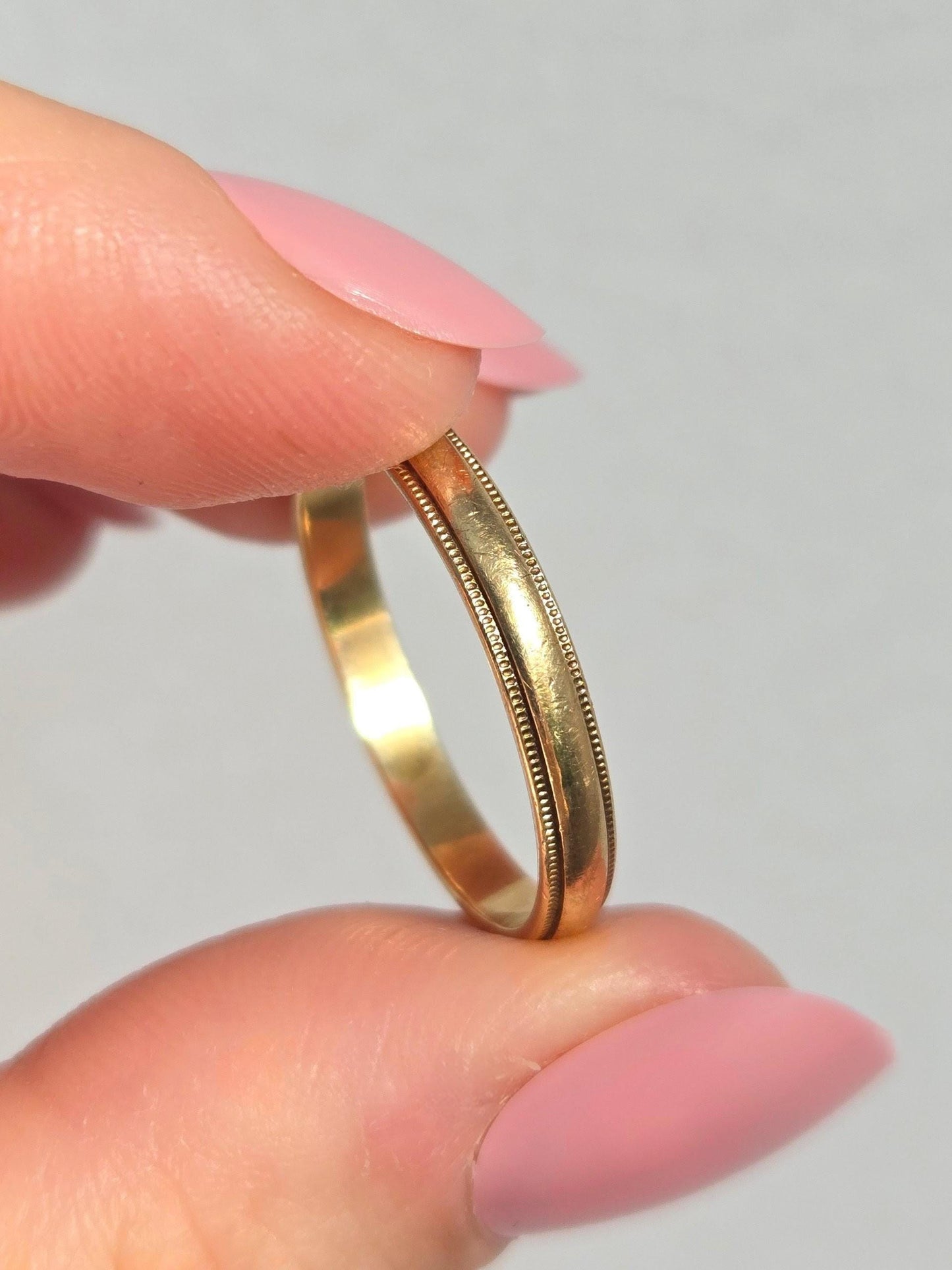 Vintage 10k Gold Milgrain Band Ring, Textured Edge - Size 9.75