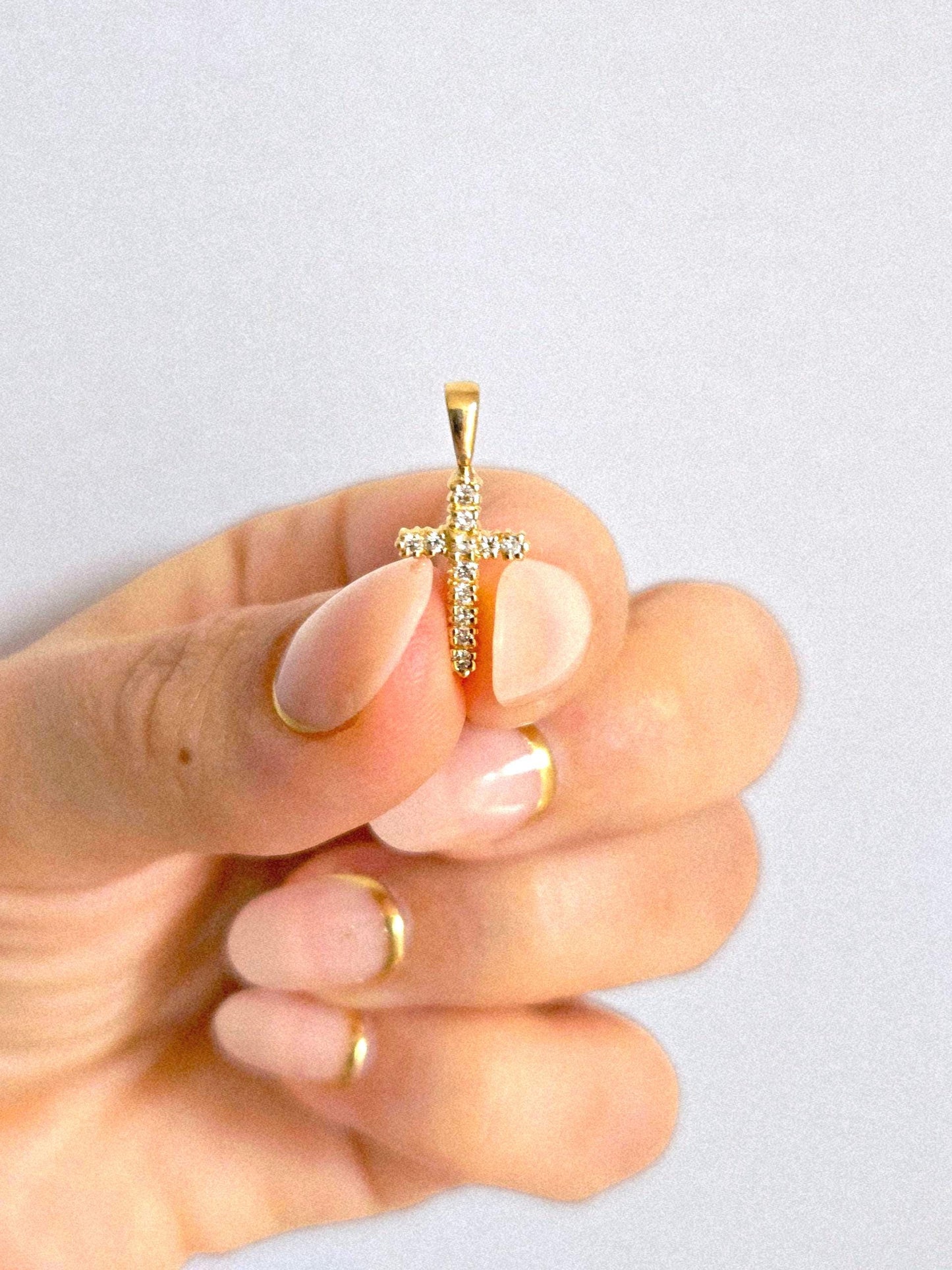14k Yellow Gold Diamond Cross Pendant Natural Diamonds