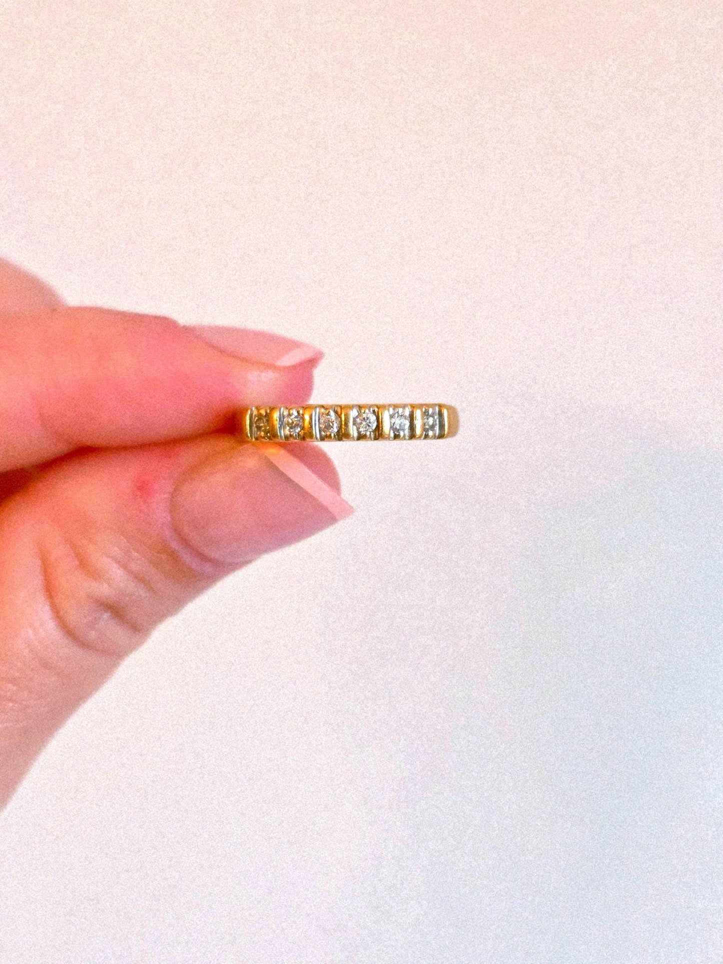 Vintage 14k Gold Diamond Half Eternity Band - Size 6.25, 0.10ctw