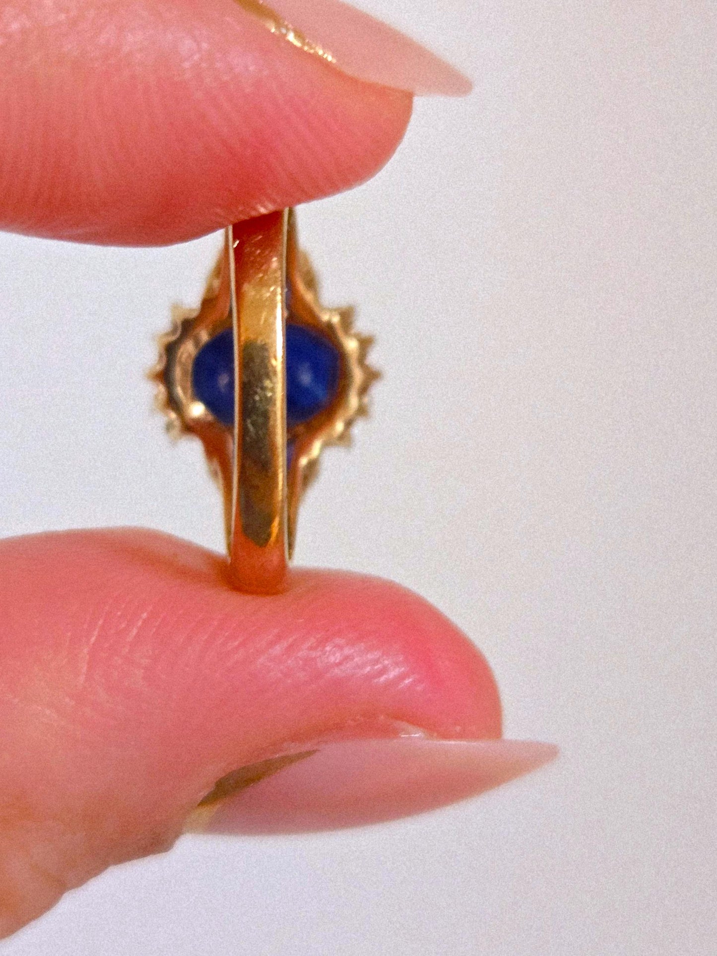 Vintage 10k Gold Blue Sapphire & Diamond Pinky Ring - Size 3.25