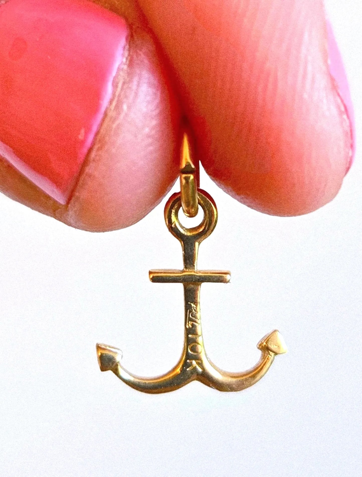 Vintage 10K Gold Anchor Pendant Charm