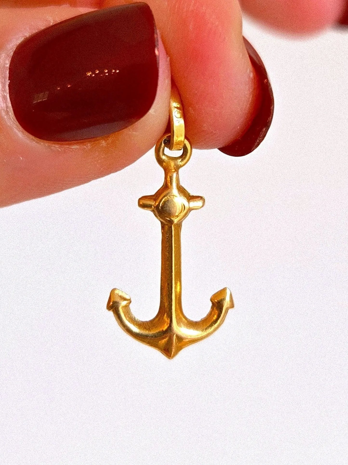 Vintage 10k Gold Anchor Pendant Charm - Nautical