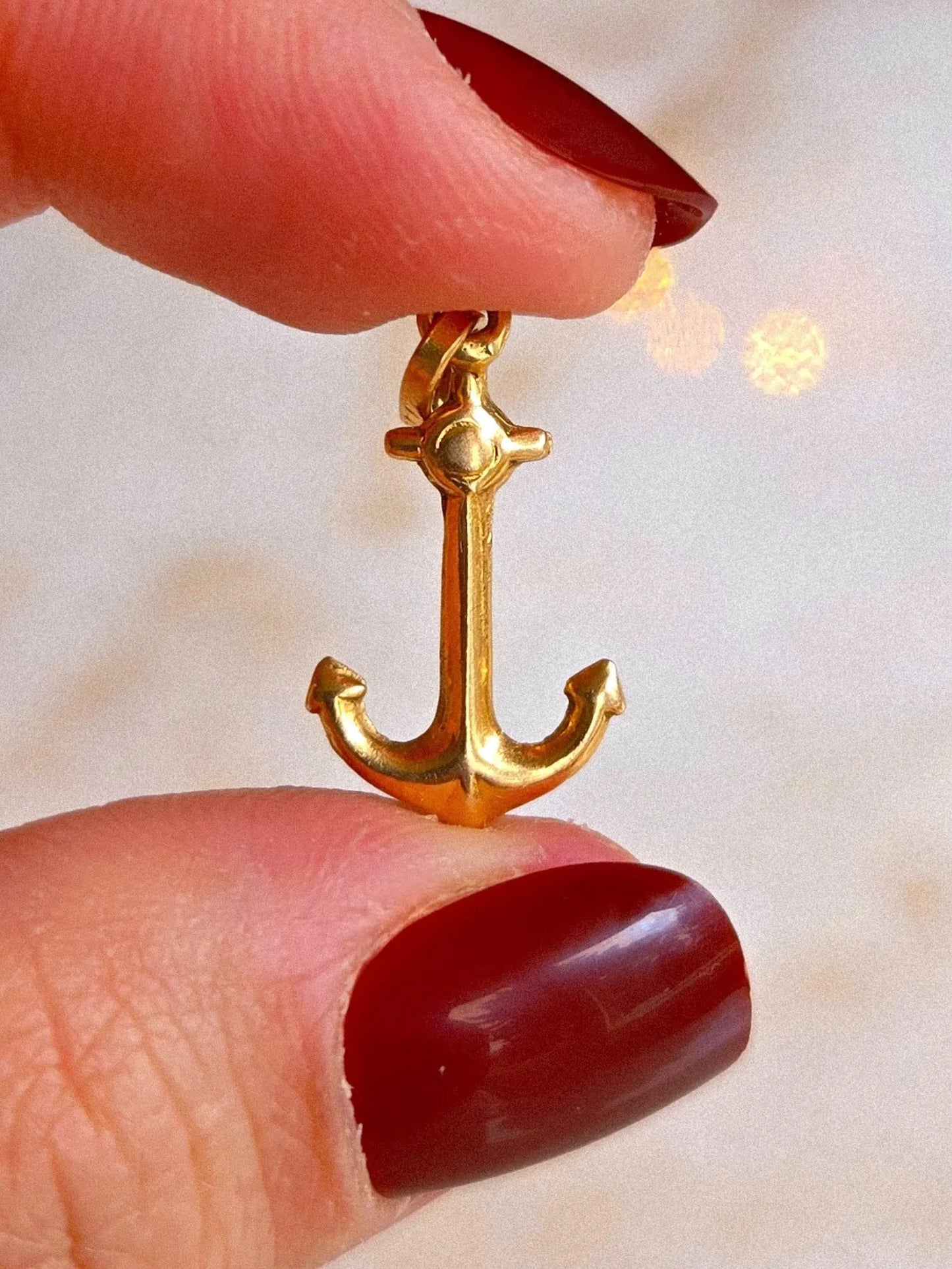 Vintage 10k Gold Anchor Pendant Charm - Nautical