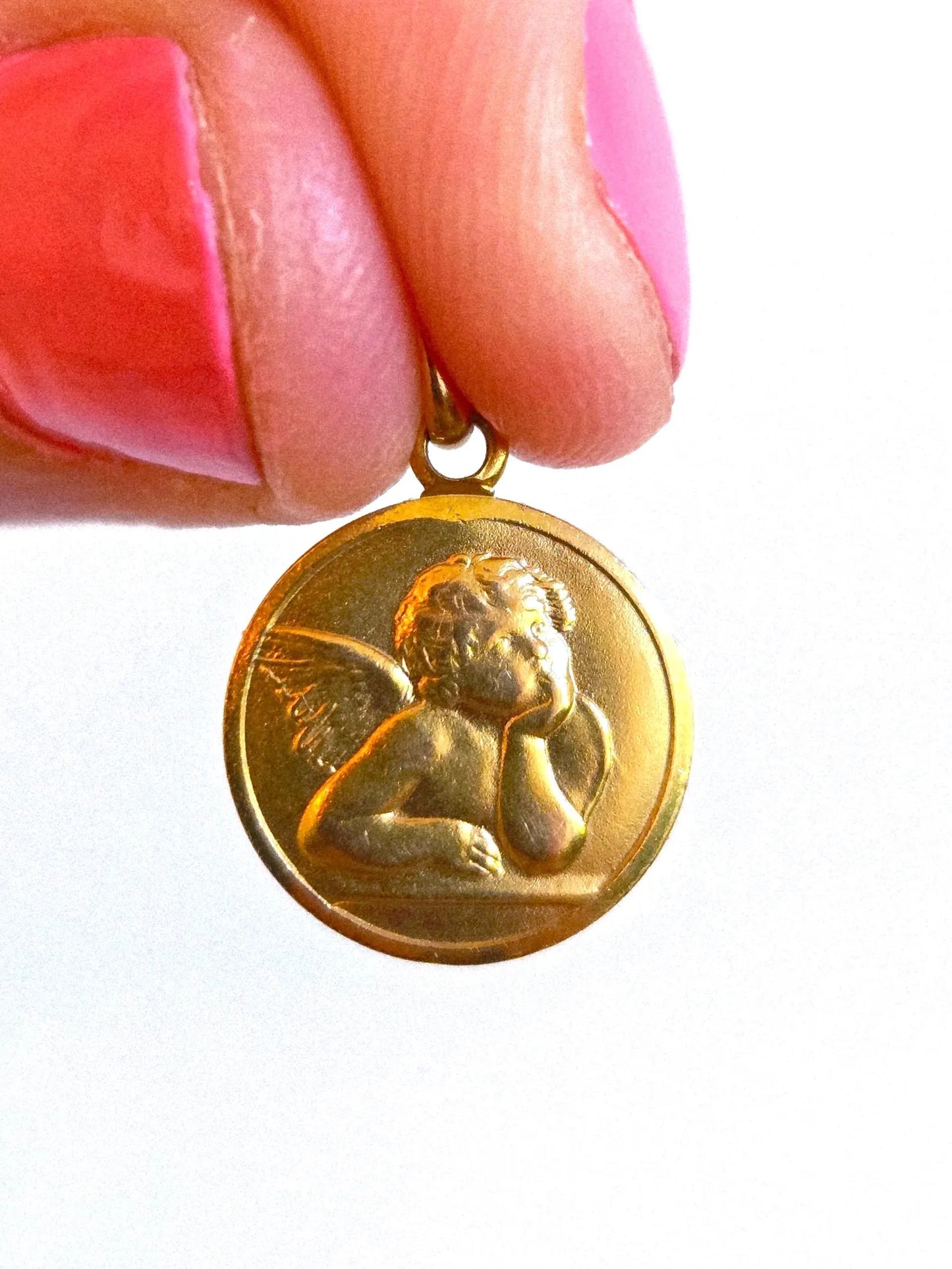 Vintage 10k Yellow Gold Cherub Angel Pendant Charm - Italian Hallmarks