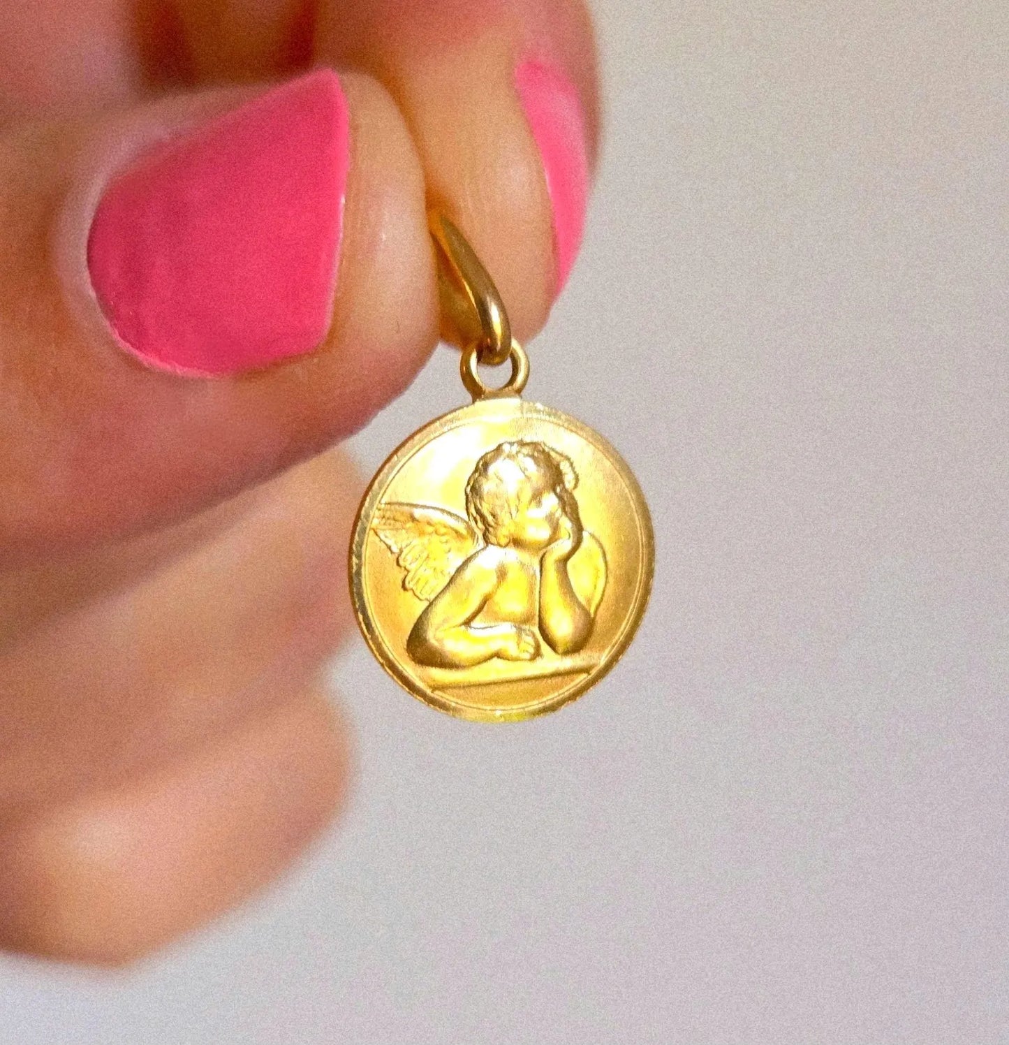 Vintage 10k Yellow Gold Cherub Angel Pendant Charm - Italian Hallmarks