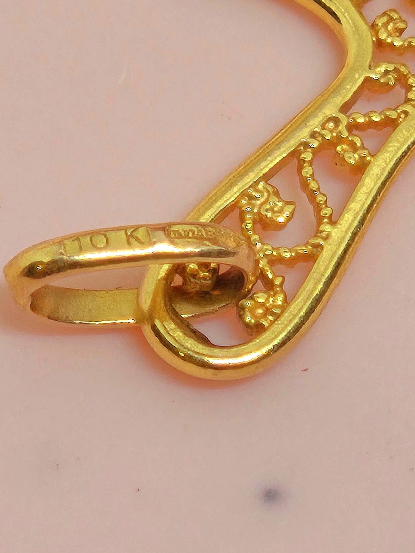 Vintage 10k Gold Filigree Cross Pendant Charm - Italian Hallmarks Unoaerre