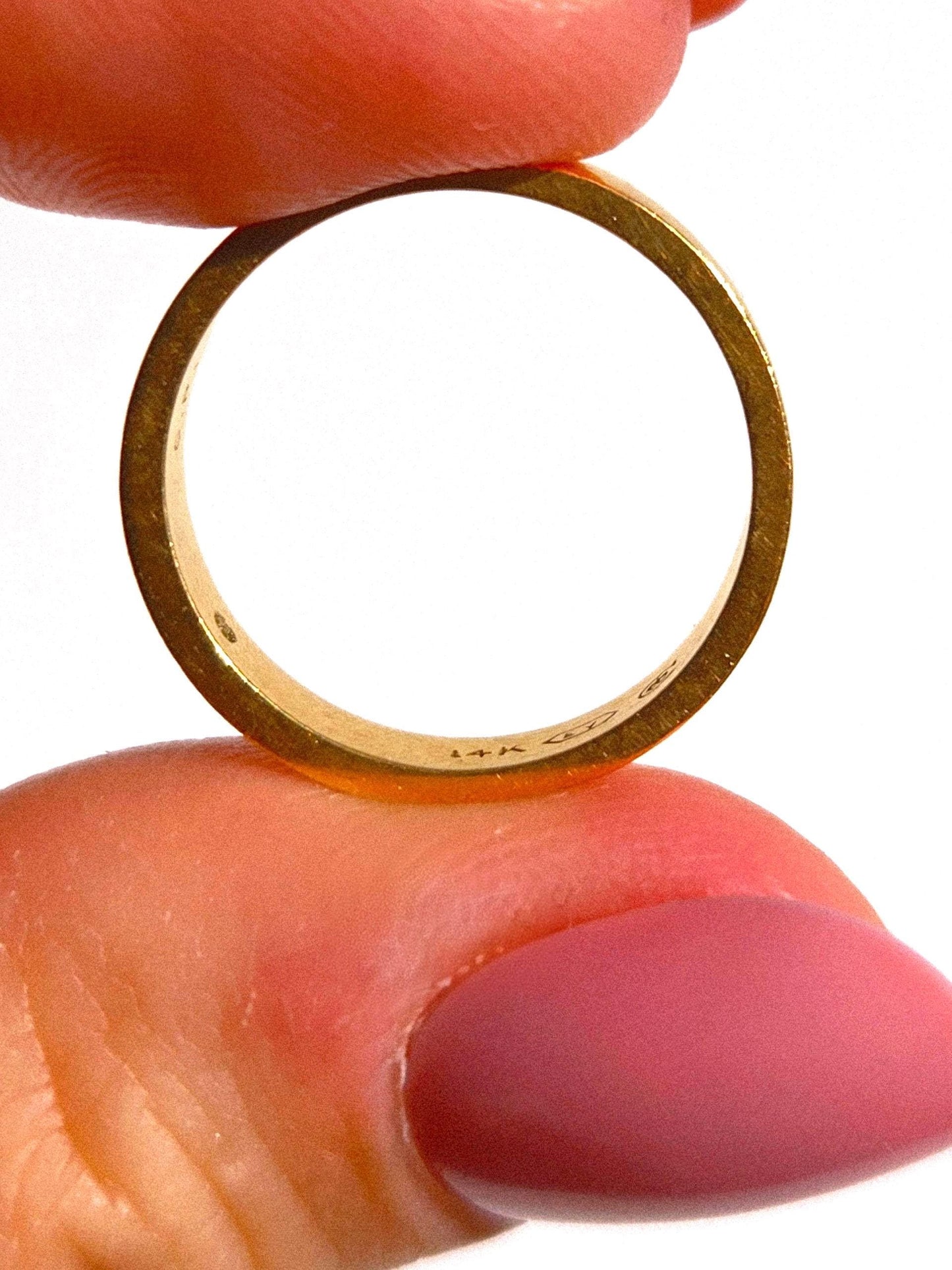 Vintage 14k Gold Band, Single Natural Diamond Ring- Size 6.25  Celestial Starburst
