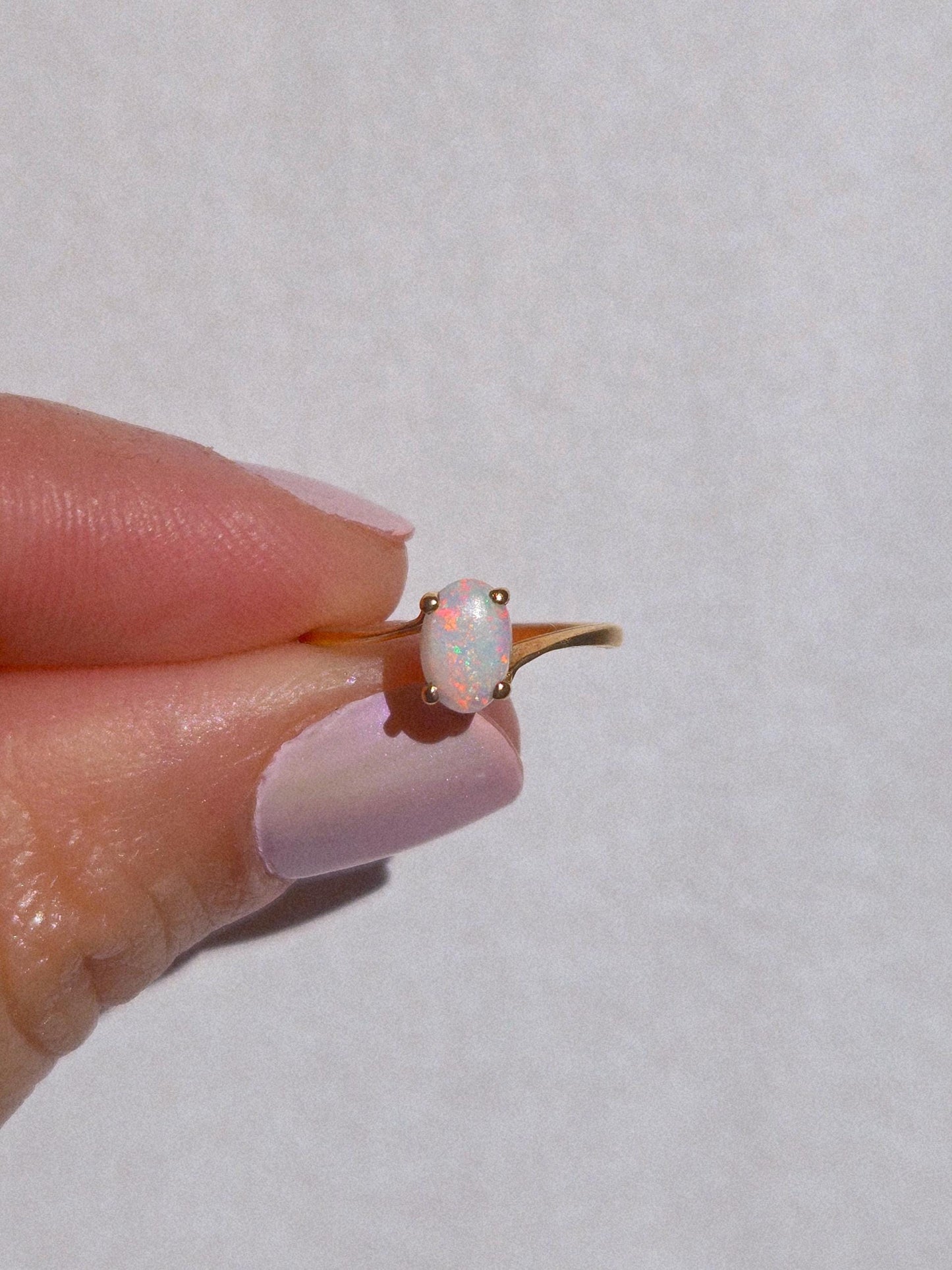 Vintage 10k Gold Opal Pinky Ring - Size 3.50