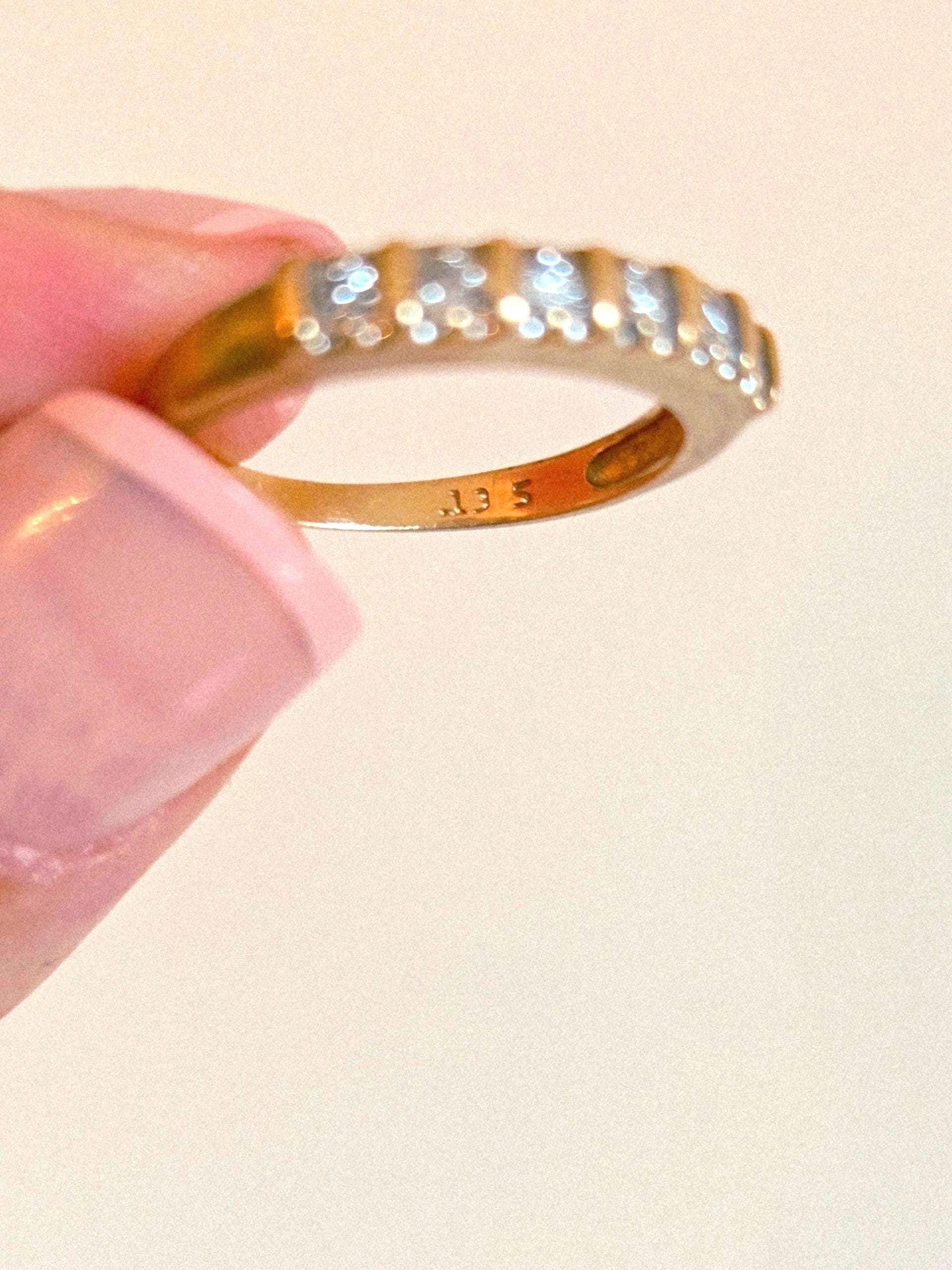 Vintage 14k Gold Diamond Half Eternity Band - Size 6.25, 0.10ctw