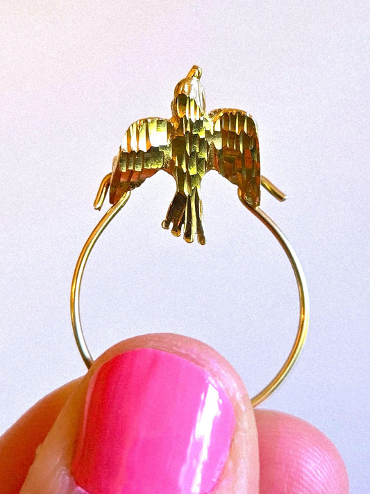 Vintage 10k Gold Bird 'Charm Holder' Pendant