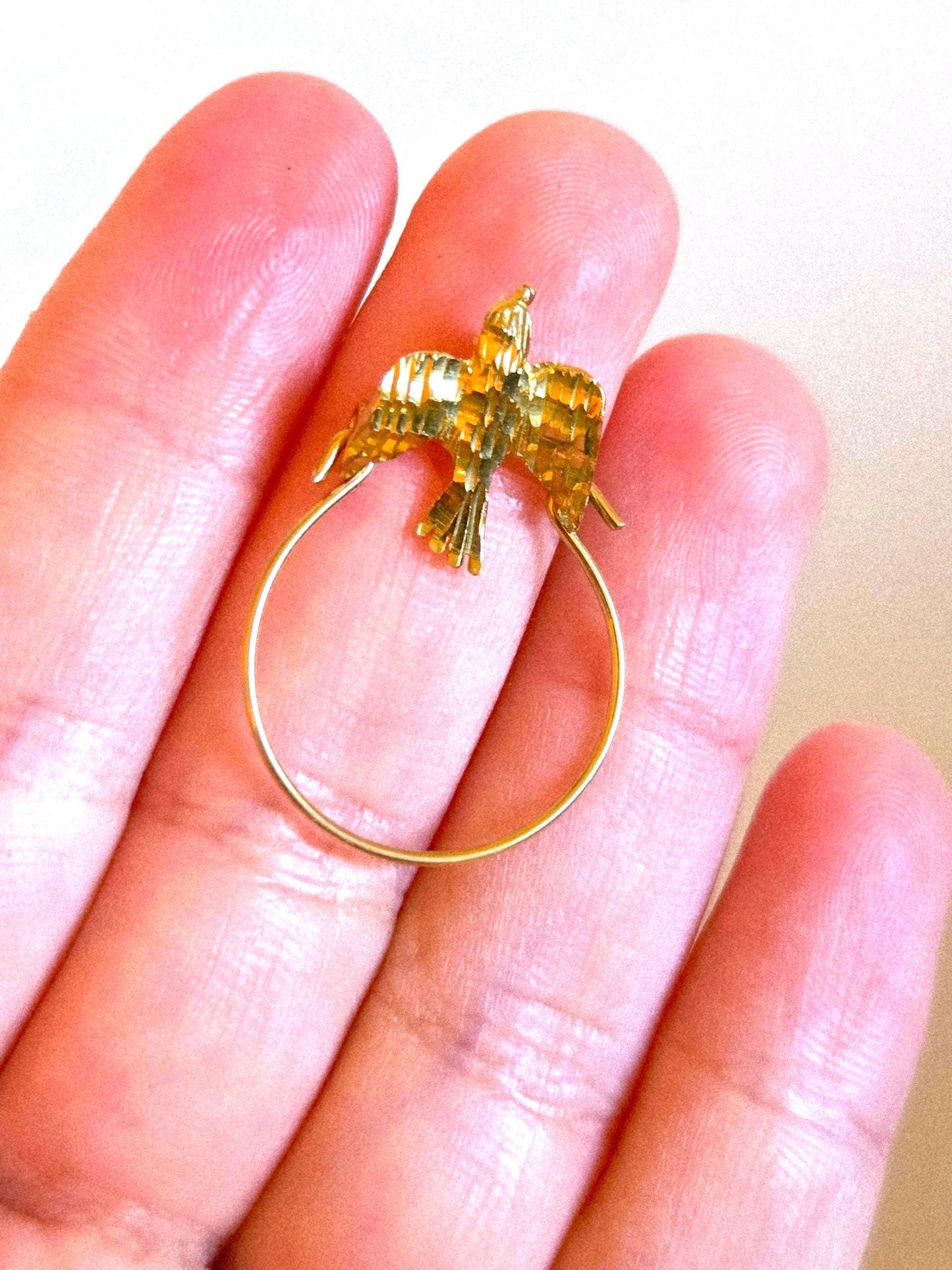 Vintage 10k Gold Bird 'Charm Holder' Pendant