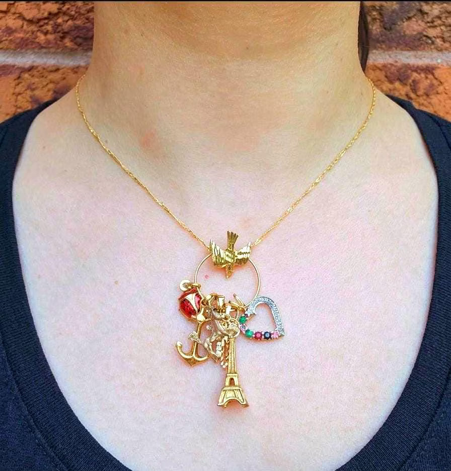 Vintage 10k Gold Bird 'Charm Holder' Pendant