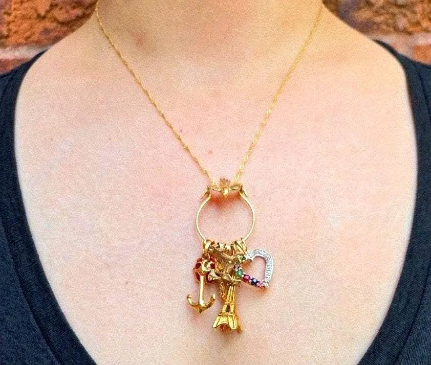 Vintage 10k Gold Bird 'Charm Holder' Pendant