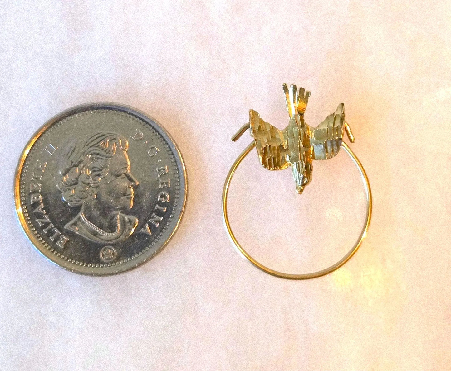 Vintage 10k Gold Bird 'Charm Holder' Pendant