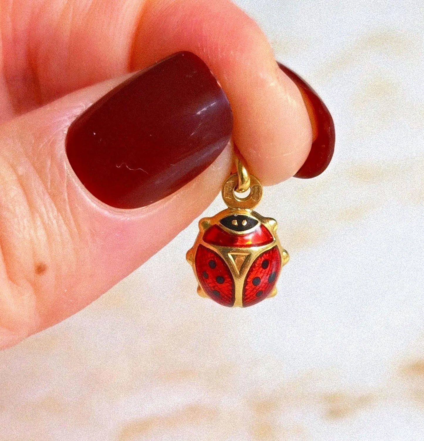 Vintage 10k Gold Ladybug Pendant Charm - Italian Hallmarks