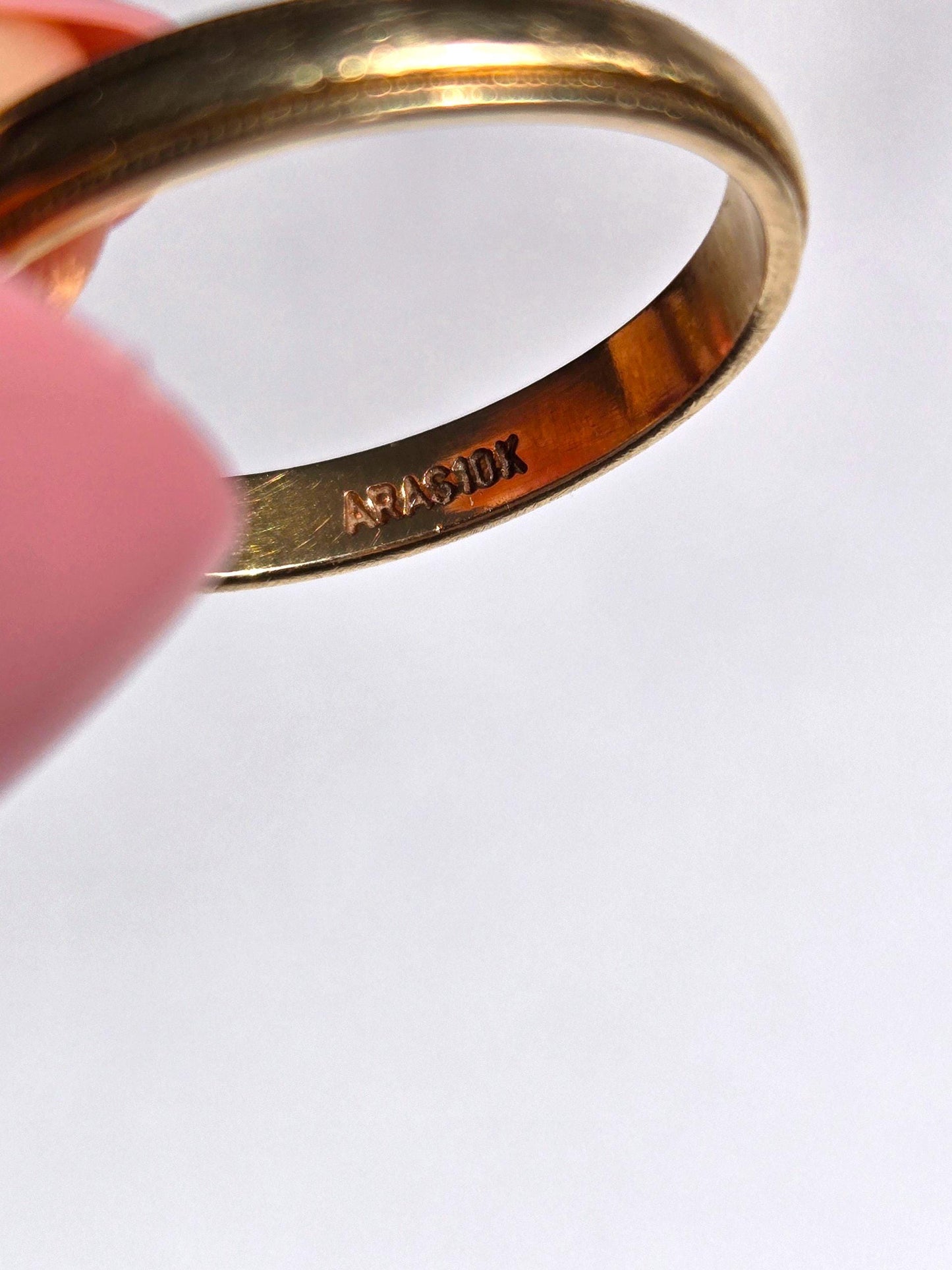 Vintage 10k Gold Milgrain Band Ring, Textured Edge - Size 9.75
