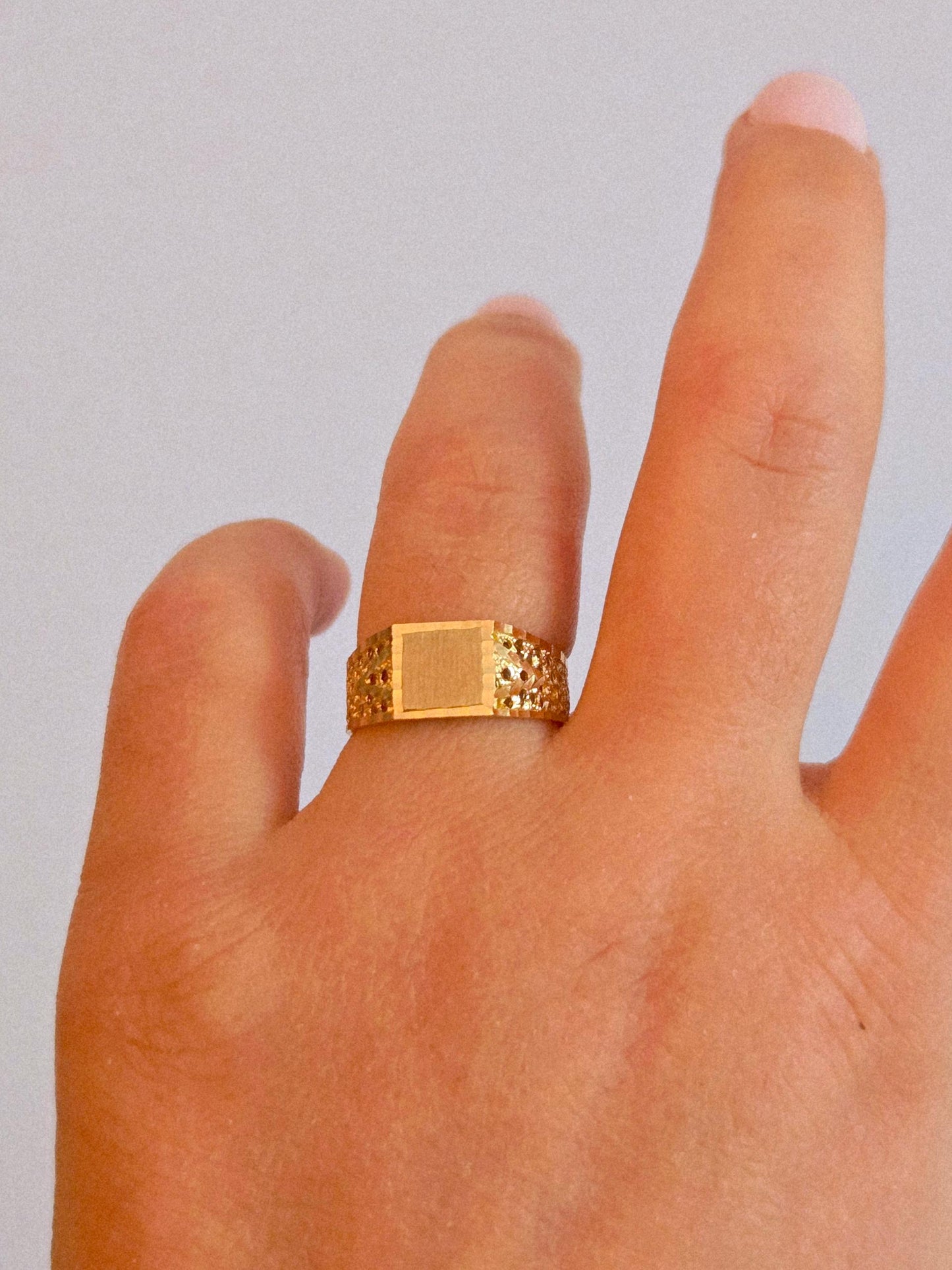 Vintage 10k Gold Square Signet Ring - Size 6, Engravable