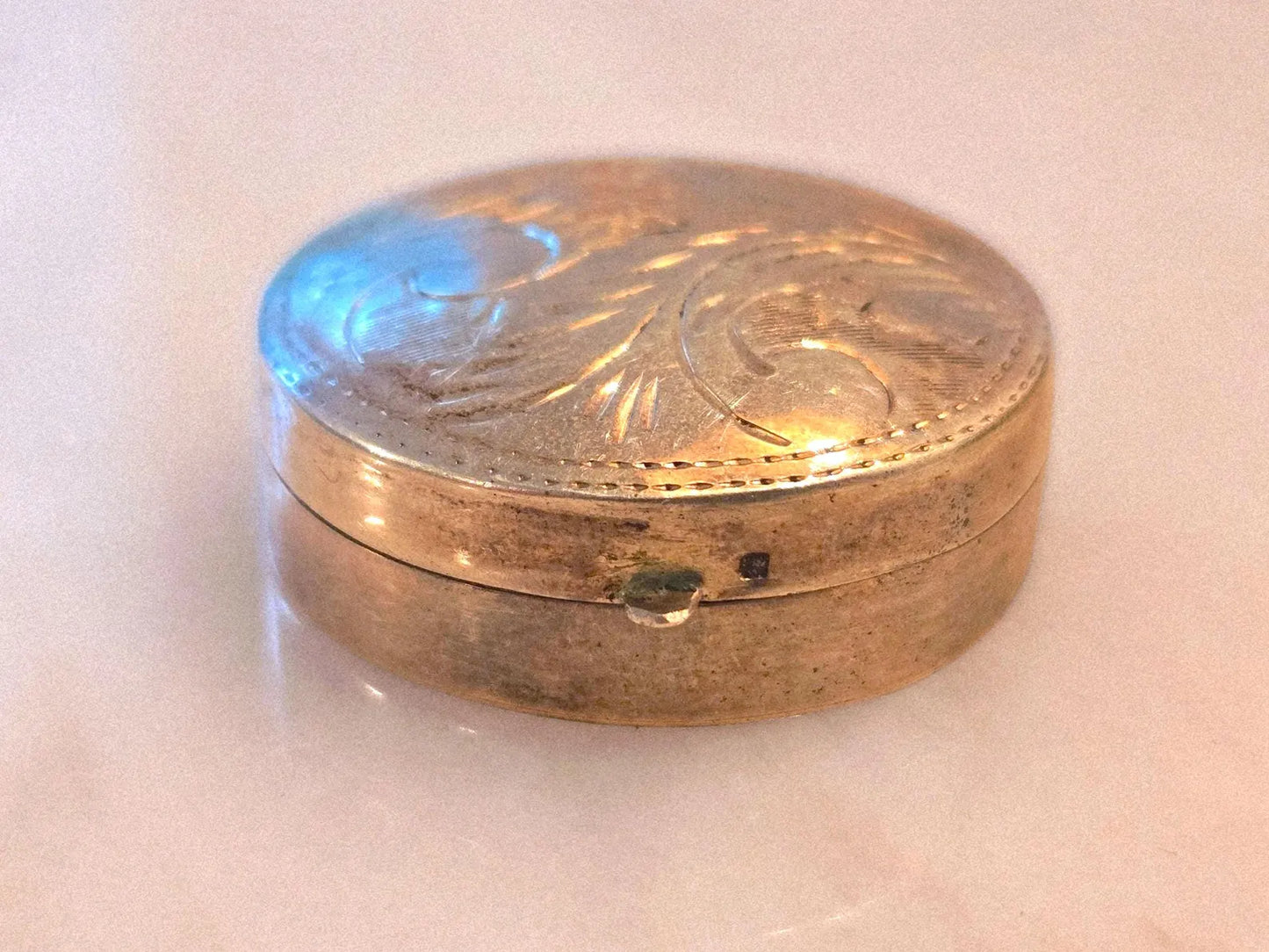 Vintage 1960s Shaped Sterling Silver 925 Trinket Box - Keepsake Jewelry Box