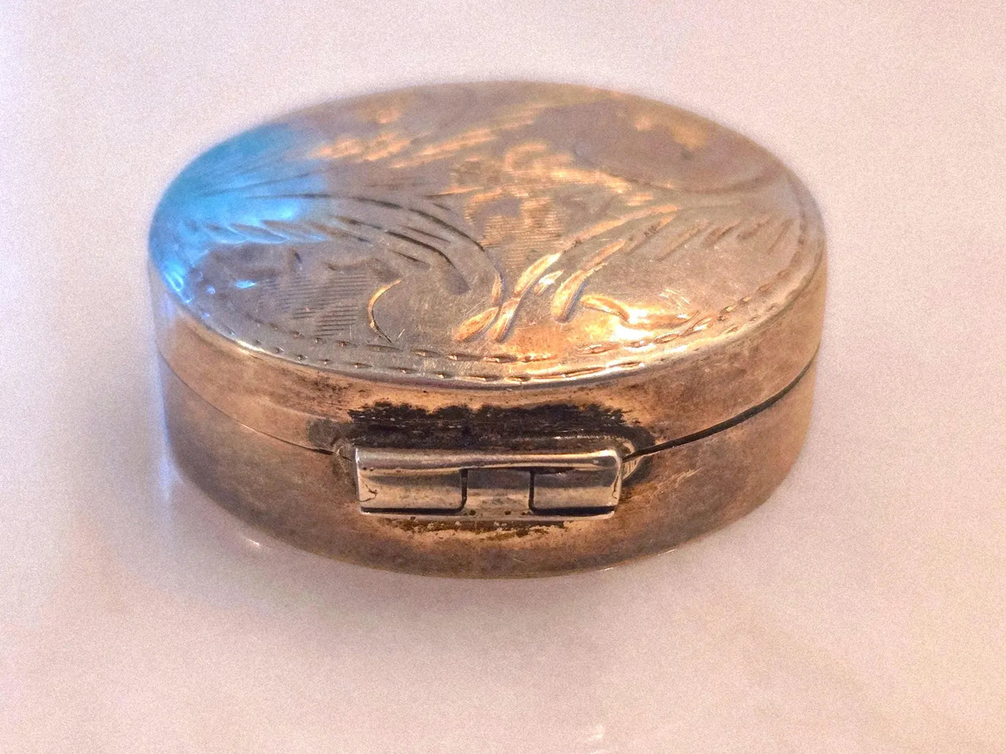 Vintage 1960s Shaped Sterling Silver 925 Trinket Box - Keepsake Jewelry Box