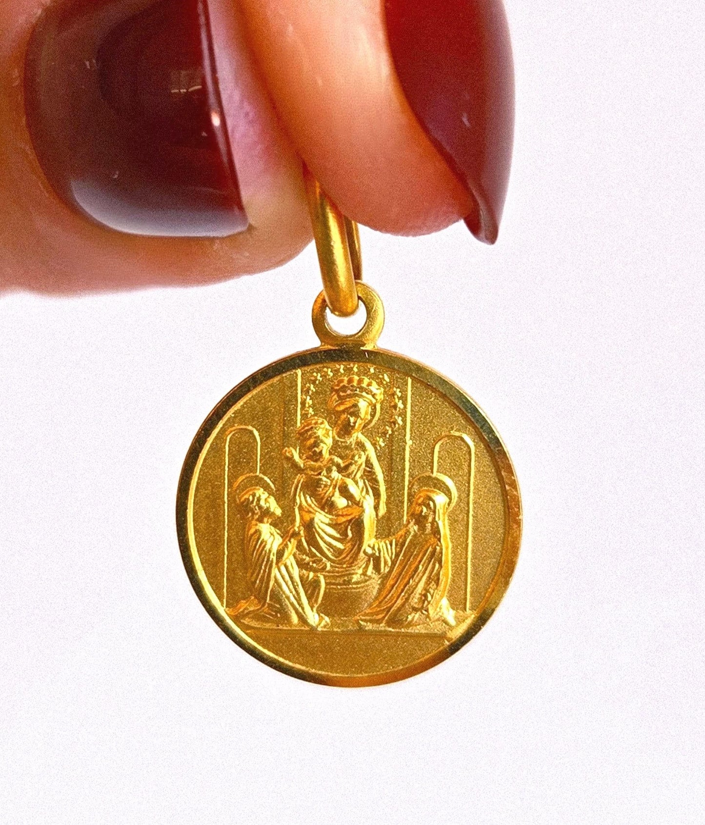Vintage 10k Gold Baby Jesus & Virgin Mary Pendant - Italian Hallmarks