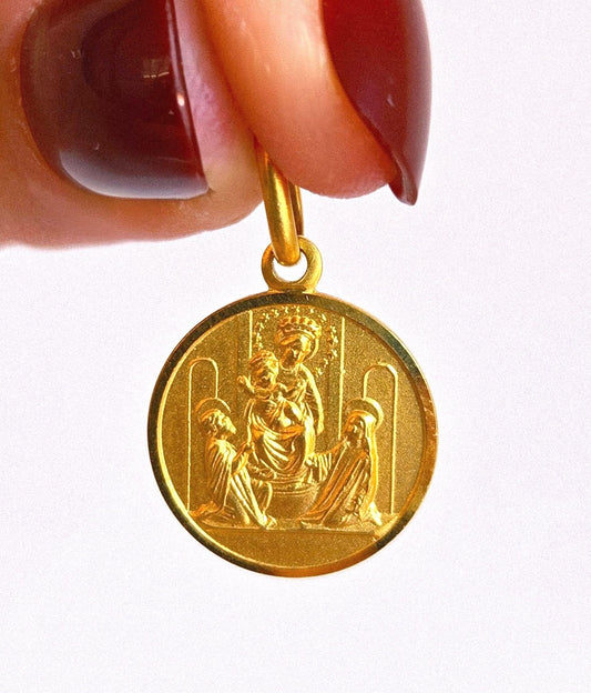 Vintage 10k Gold Baby Jesus & Virgin Mary Pendant - Italian Hallmarks