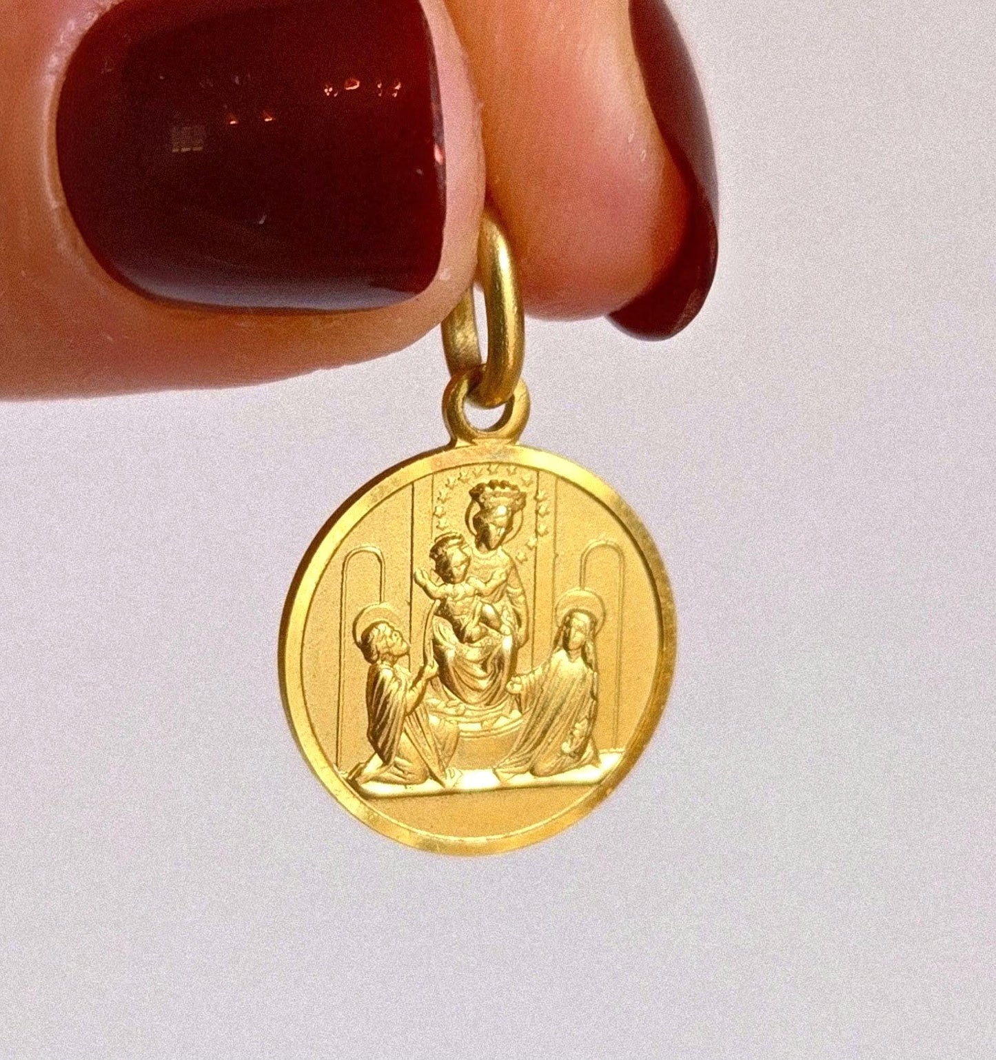 Vintage 10k Gold Baby Jesus & Virgin Mary Pendant - Italian Hallmarks