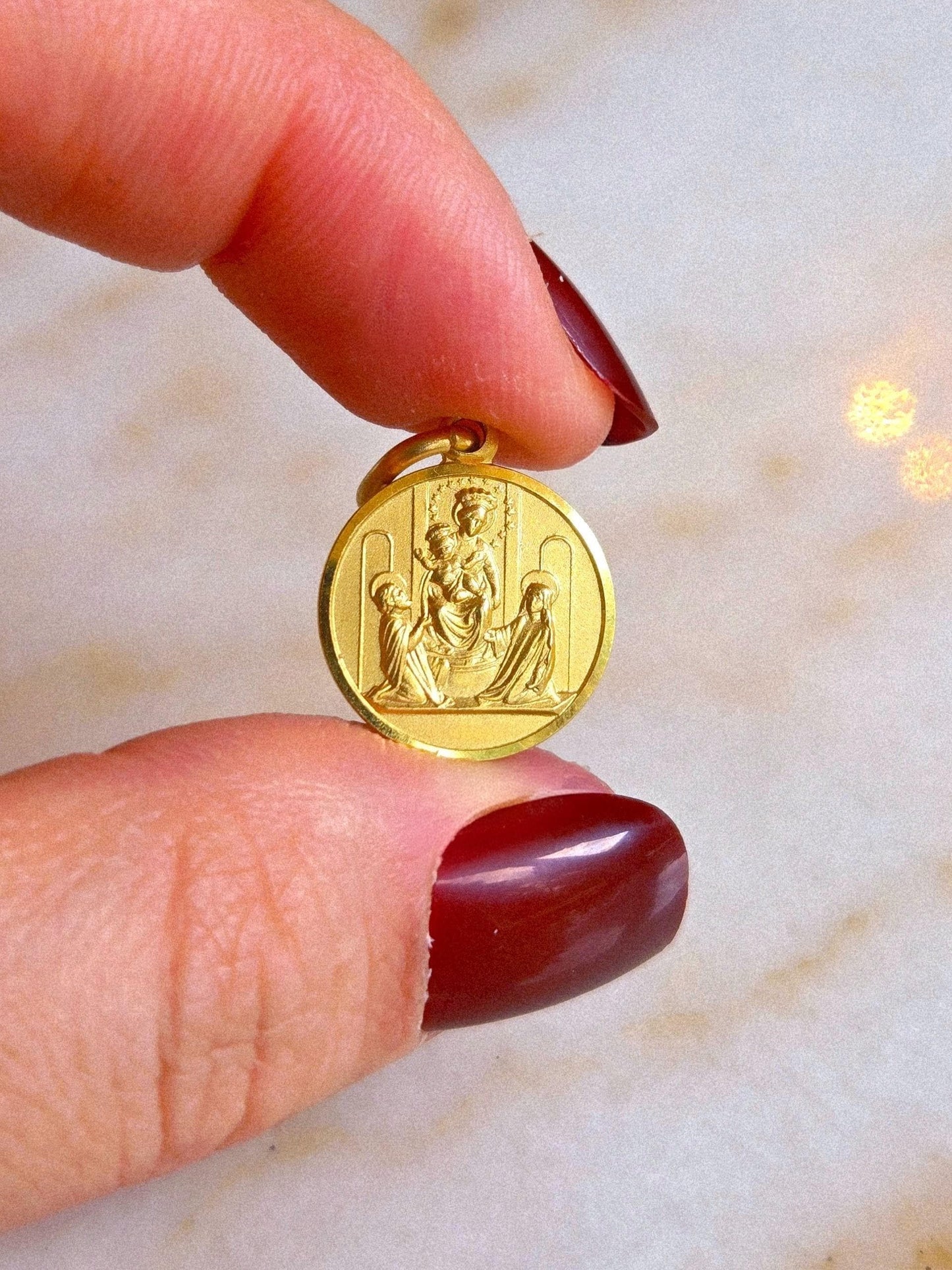 Vintage 10k Gold Baby Jesus & Virgin Mary Pendant - Italian Hallmarks