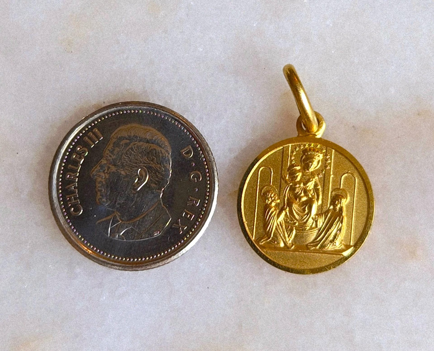Vintage 10k Gold Baby Jesus & Virgin Mary Pendant - Italian Hallmarks