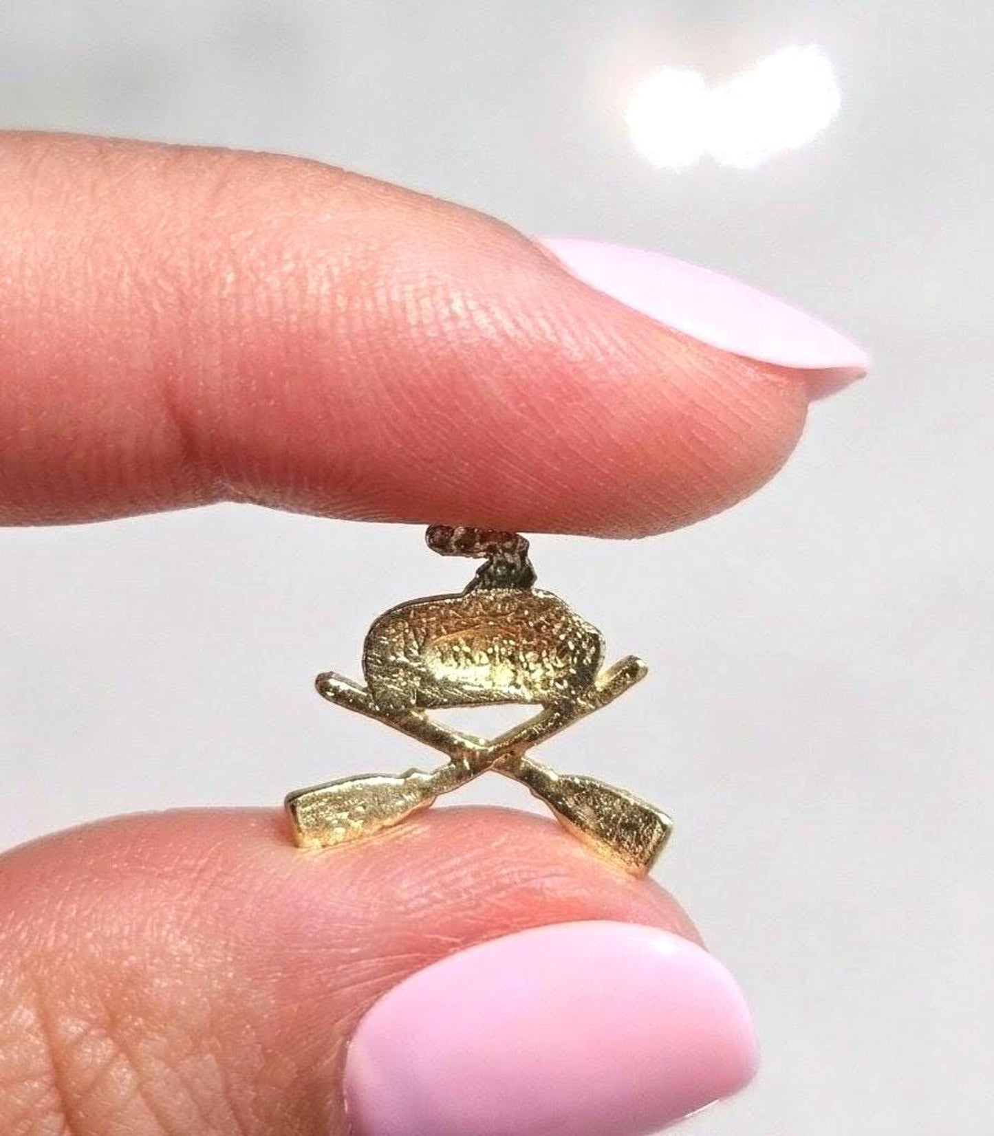Vintage 10K Gold Curling Charm Pendant - Winter Sports Jewelry