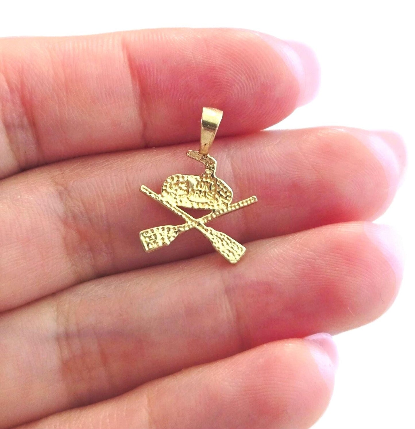 Vintage 10K Gold Curling Charm Pendant - Winter Sport Jewelry