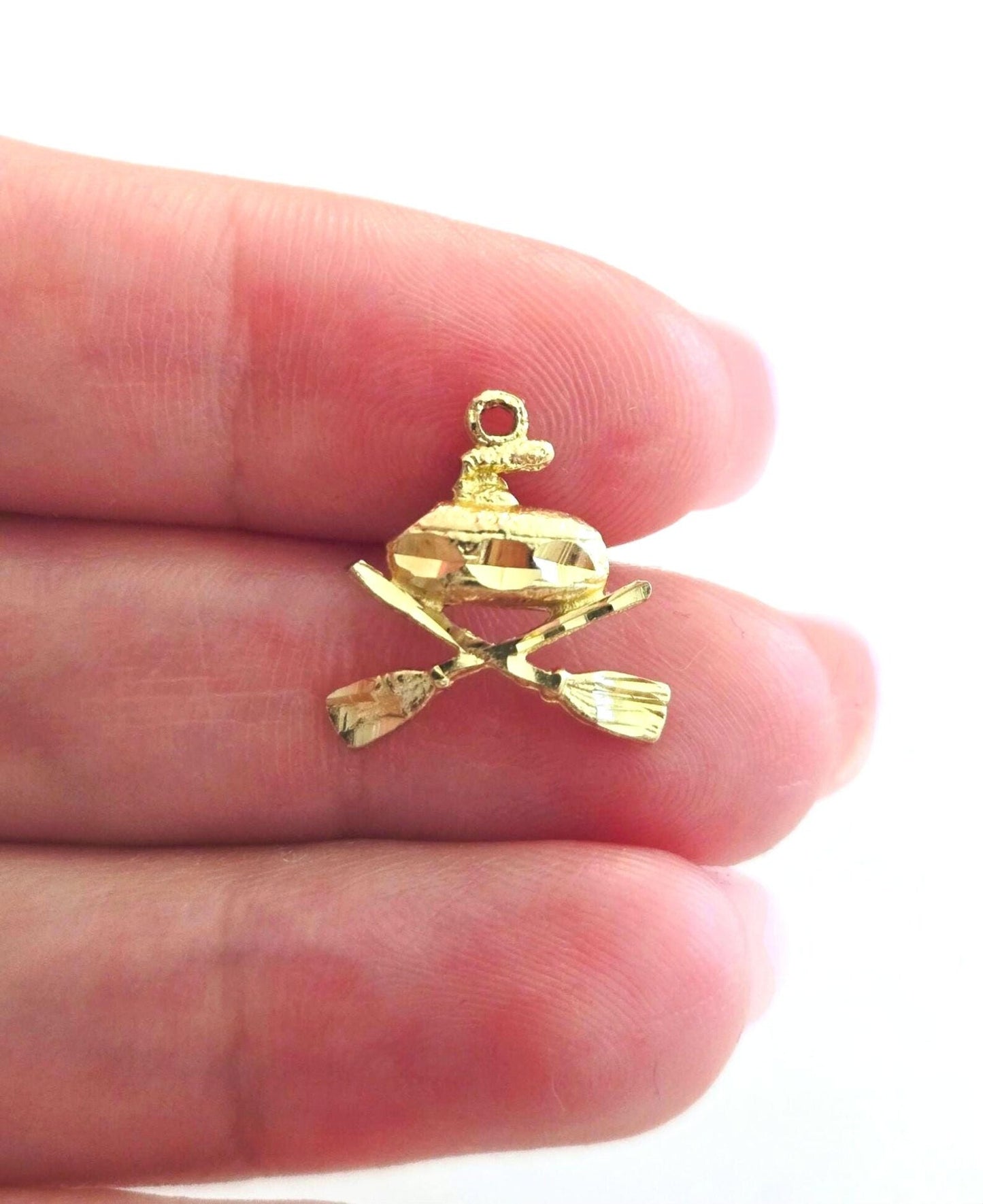 Vintage 10K Gold Curling Charm Pendant - Winter Sports Jewelry