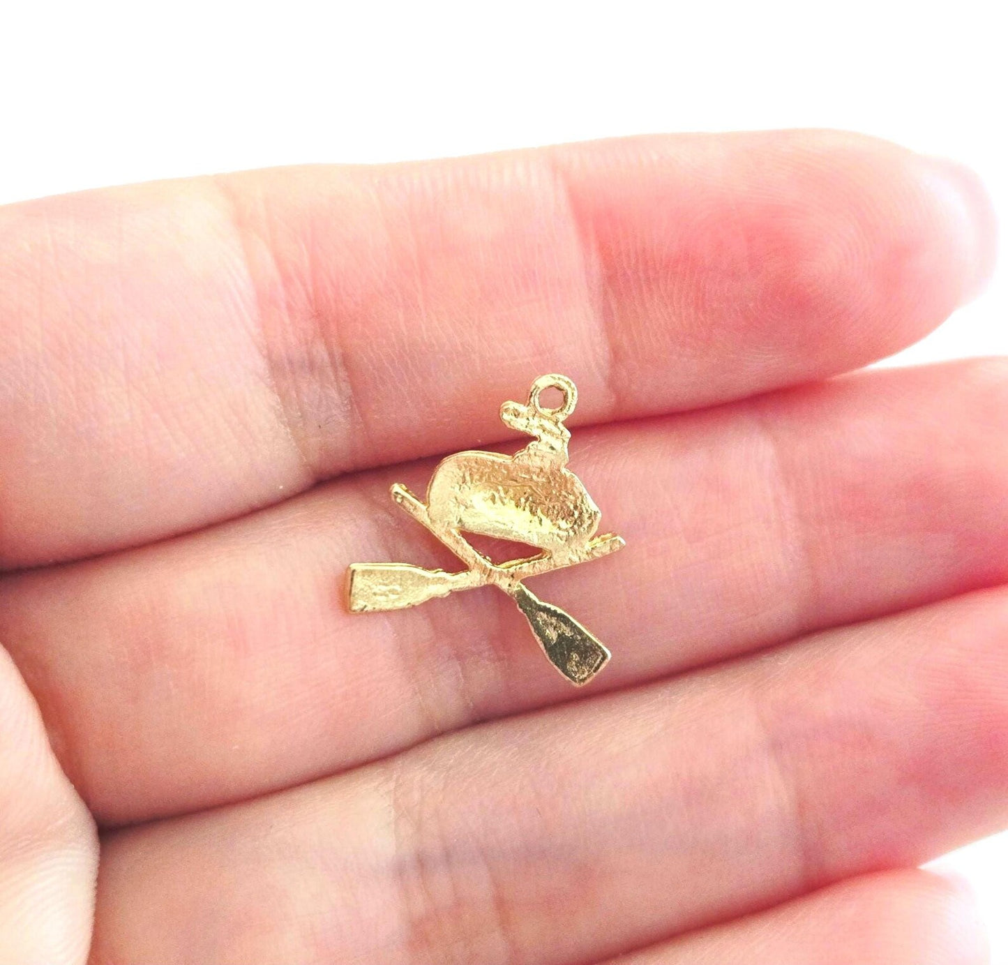 Vintage 10K Gold Curling Charm Pendant - Winter Sports Jewelry
